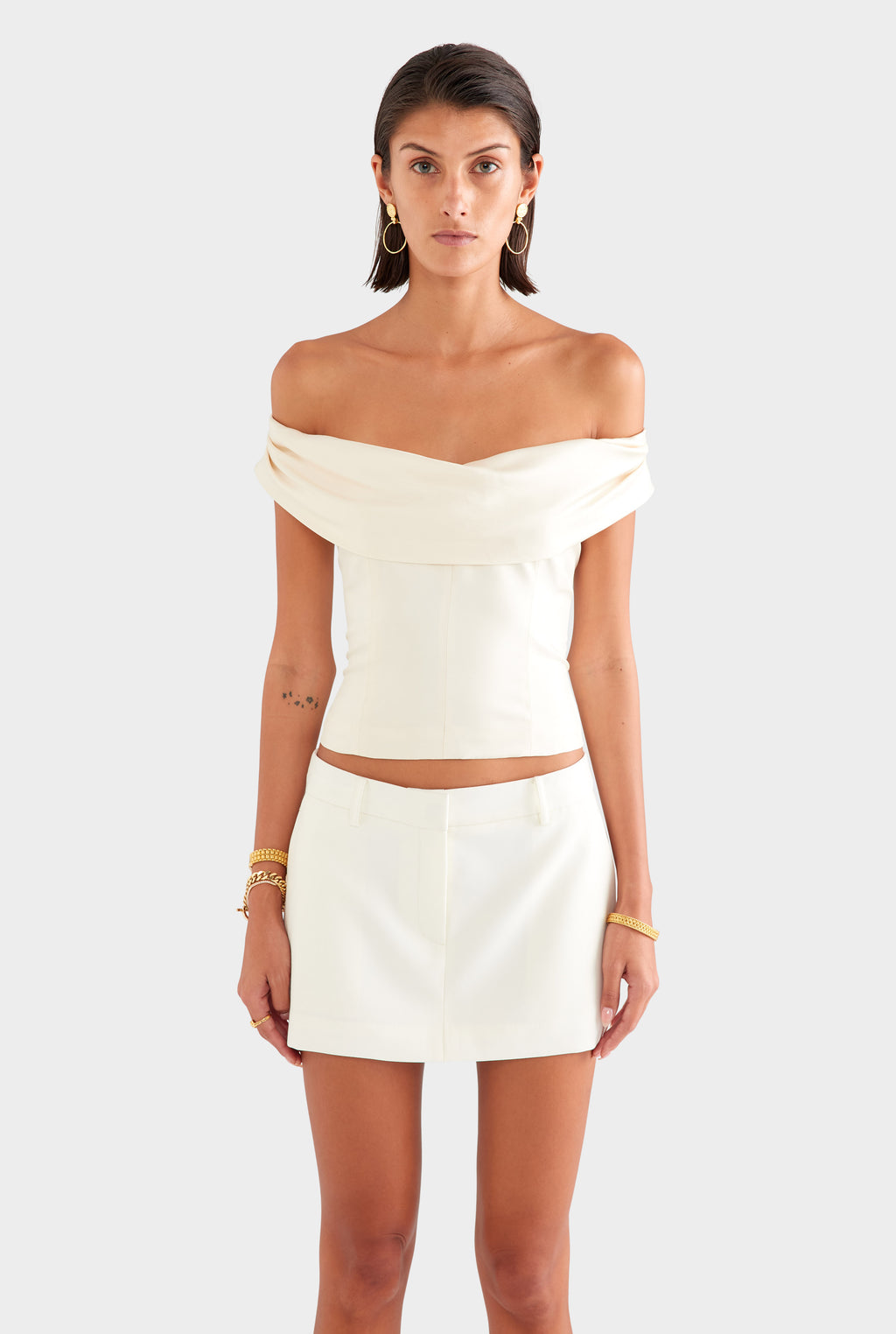 Silk Cowl Neck Bodice - Champagne