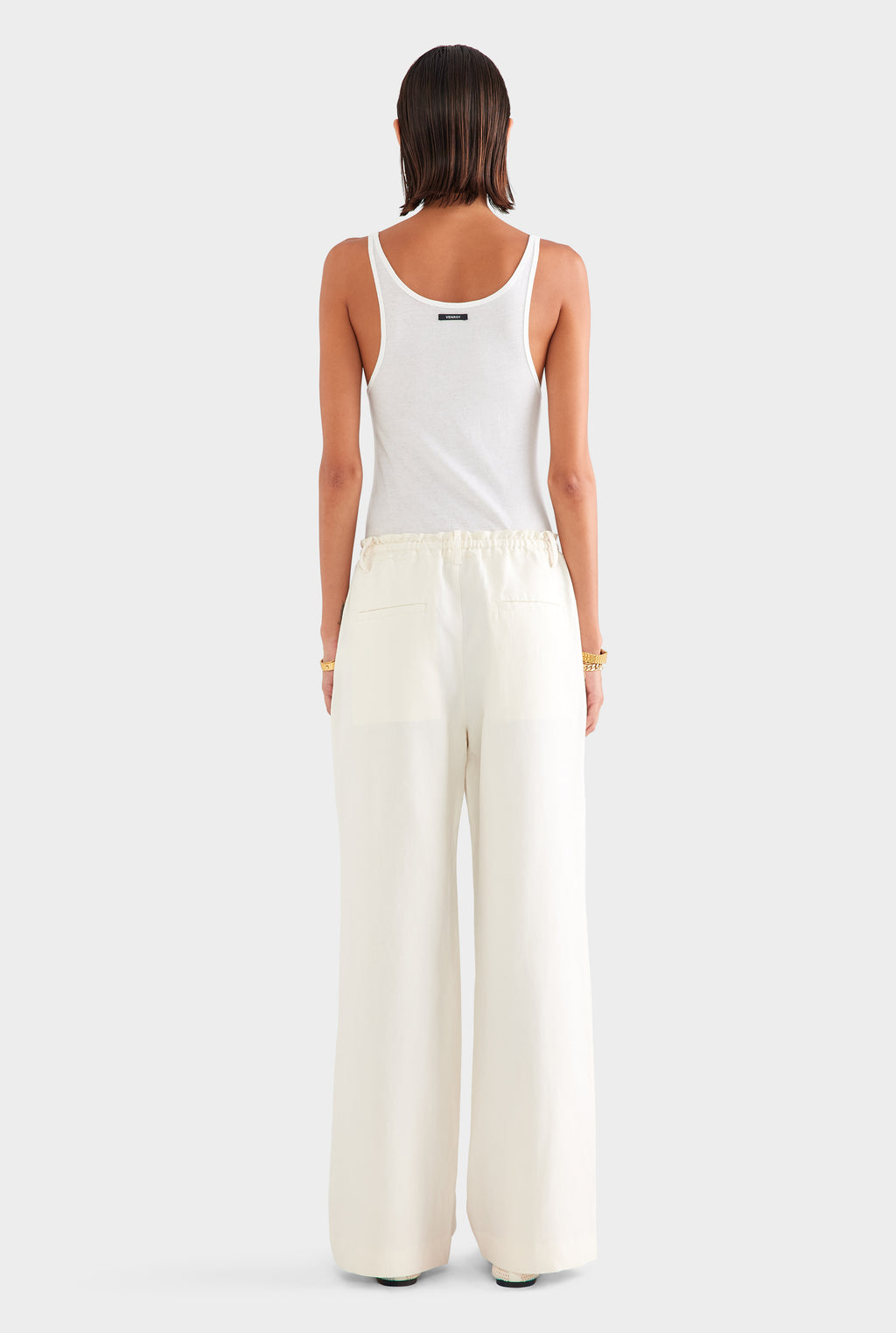 Silk Linen Relaxed Pleat Front Pant - Cream