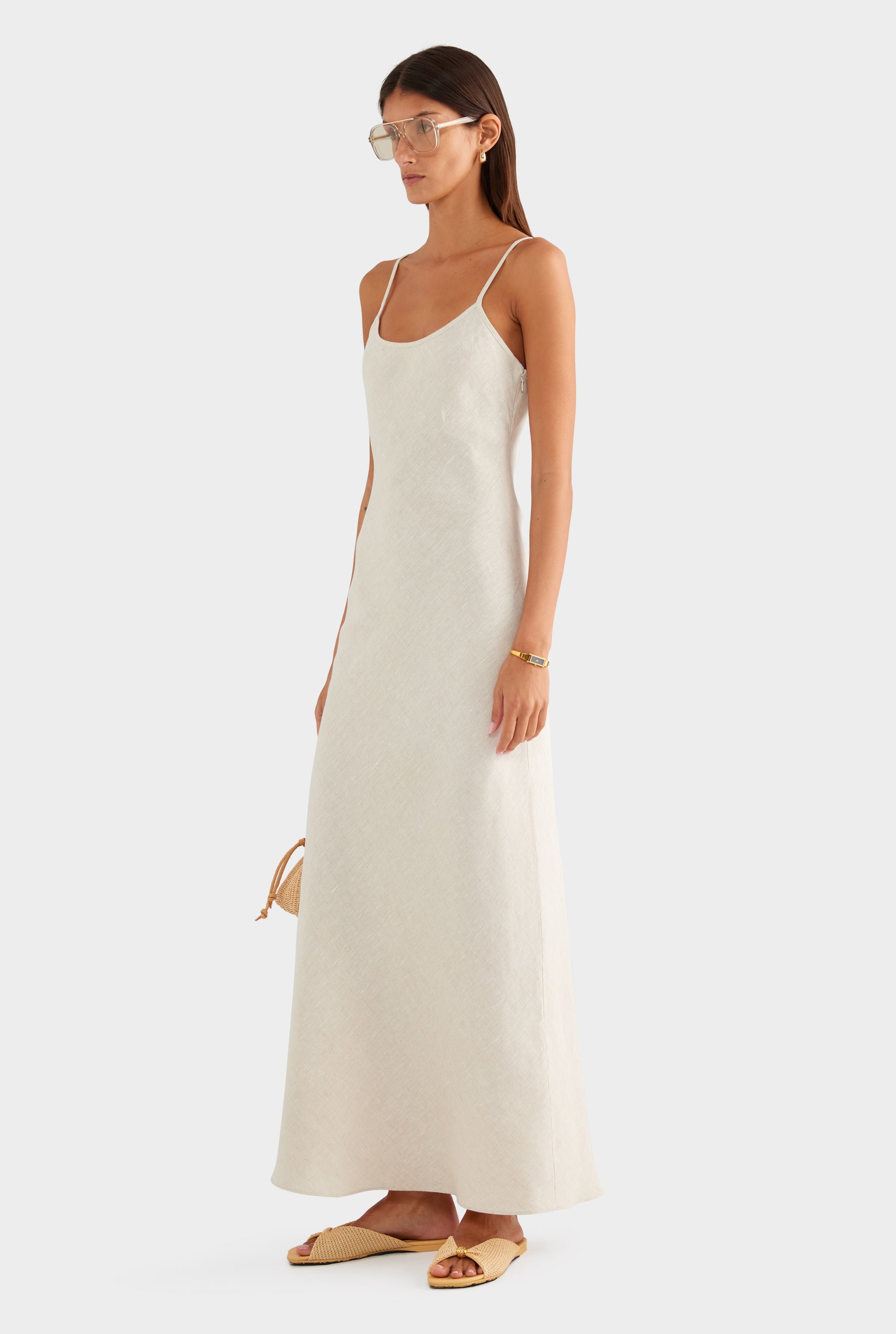Linen Slip Dress - Sand