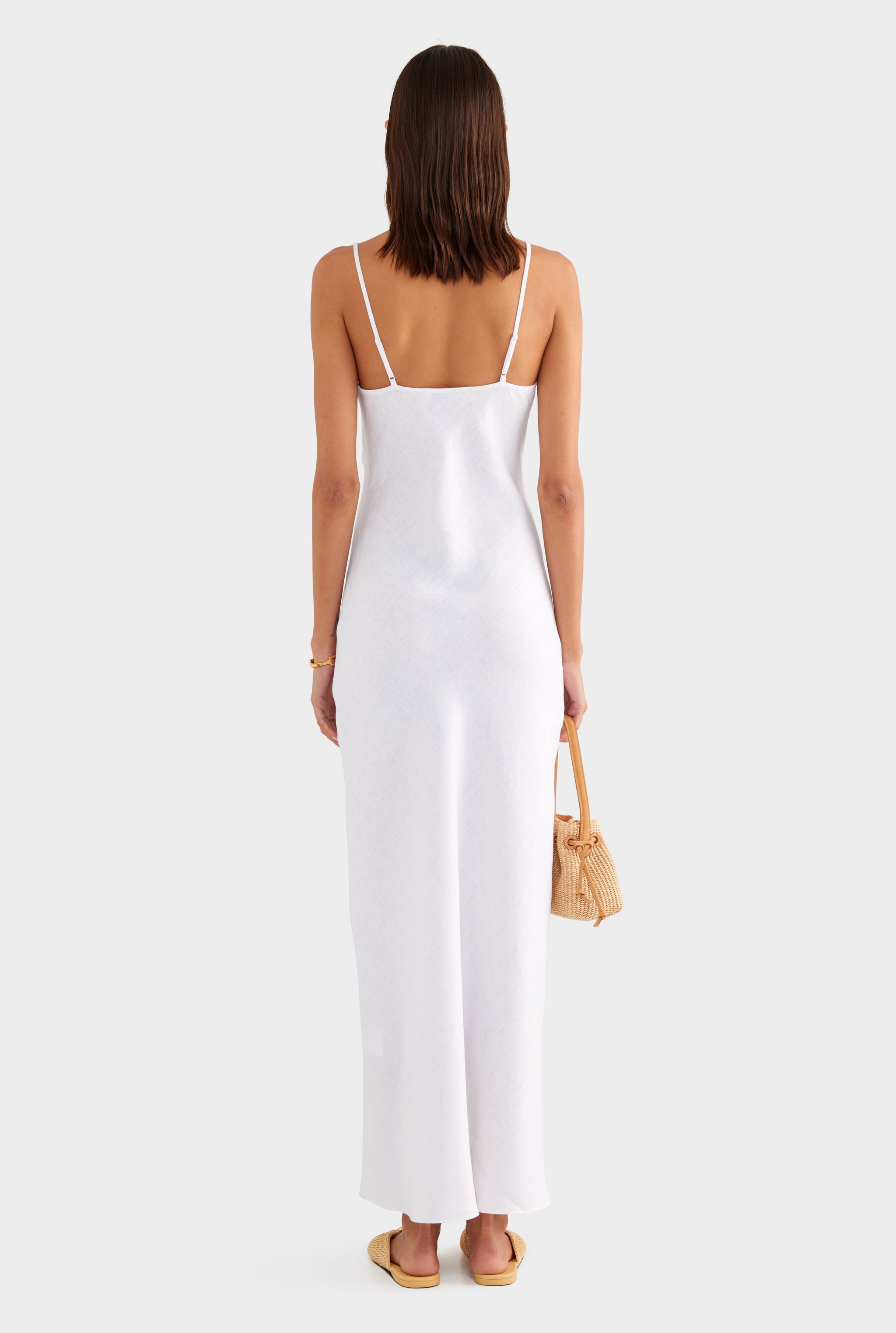 Linen Slip Dress - White