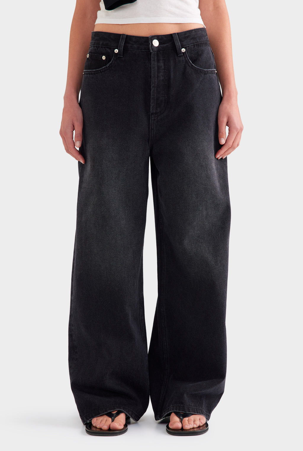 Relaxed Low Rise Denim Jean - Washed Black