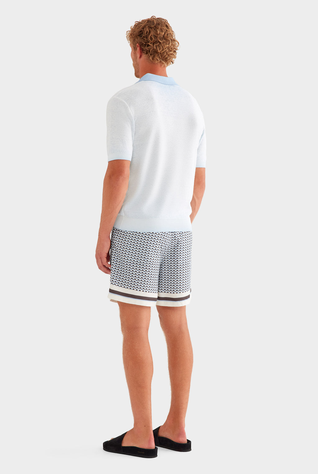 Relaxed Tencel Short - Chocolate/Powder Blue V Monogram