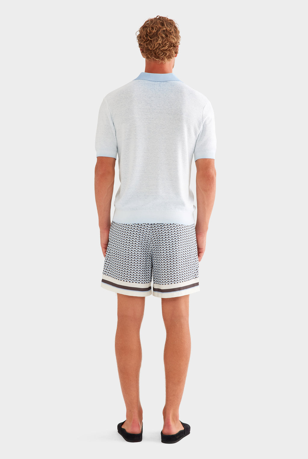 Relaxed Tencel Short - Chocolate/Powder Blue V Monogram