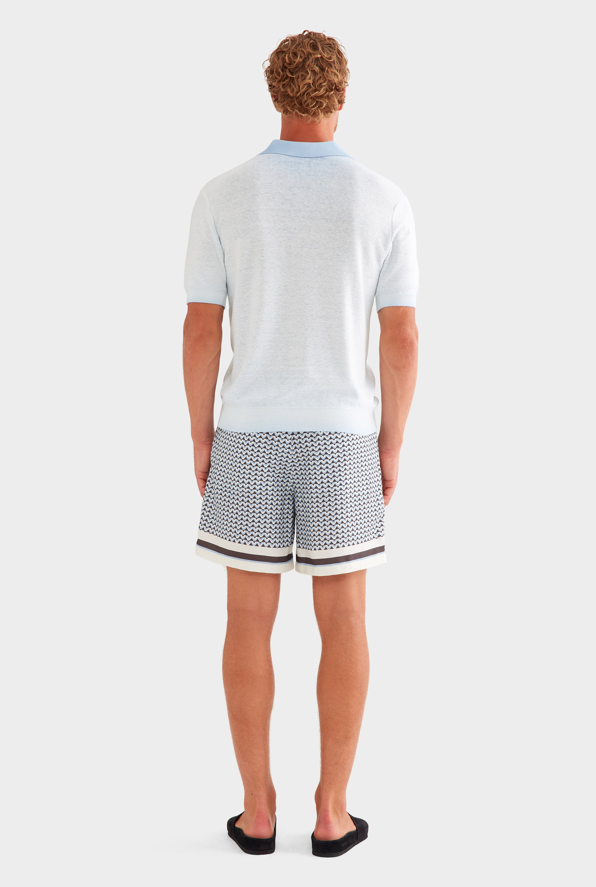 Relaxed Tencel Short - Chocolate/Powder Blue V Monogram