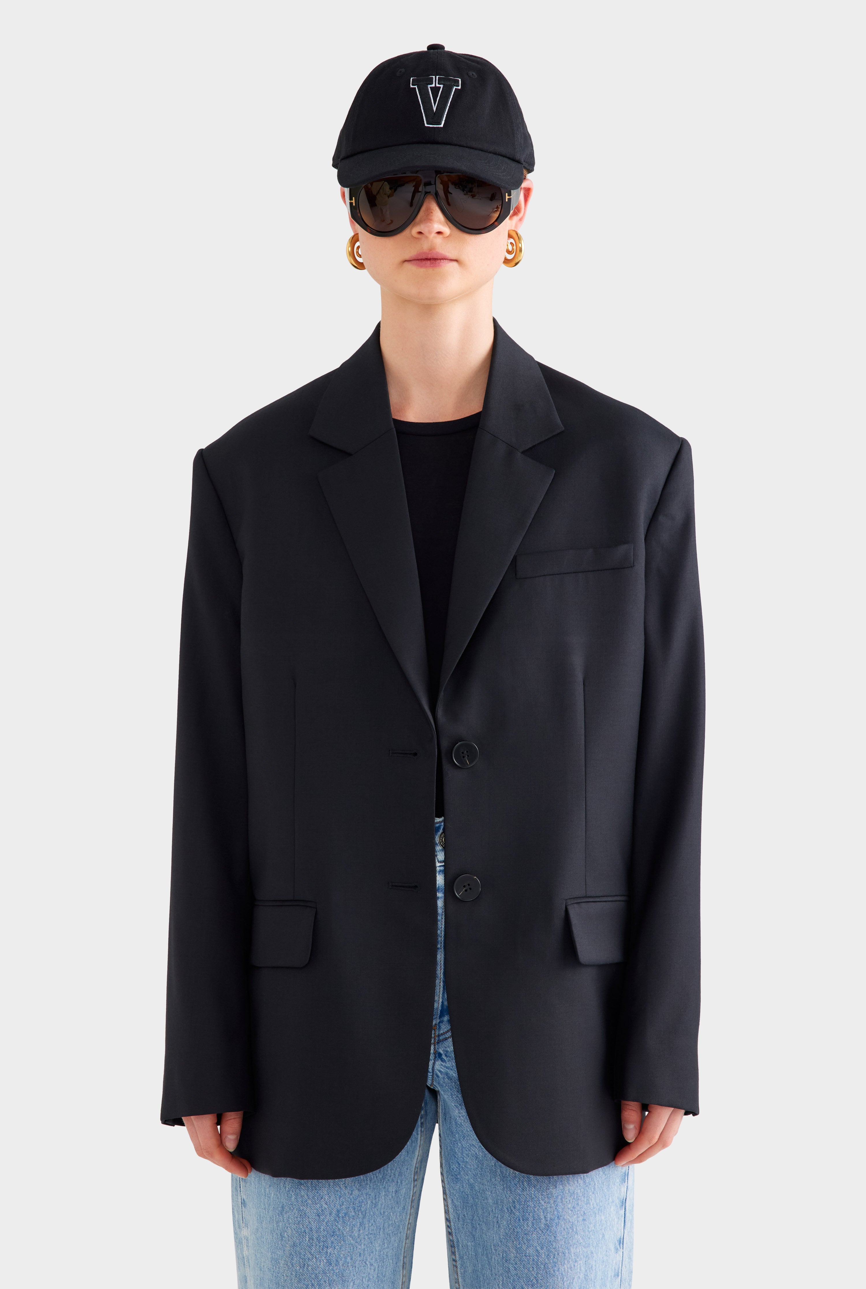 Relaxed Wool Blazer - Black