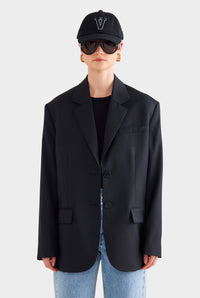 Relaxed Wool Blazer - Black