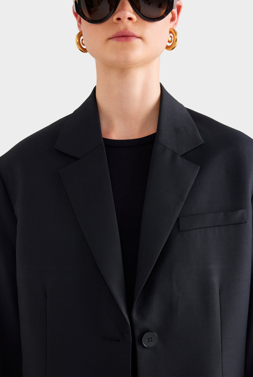 Relaxed Wool Blazer - Black