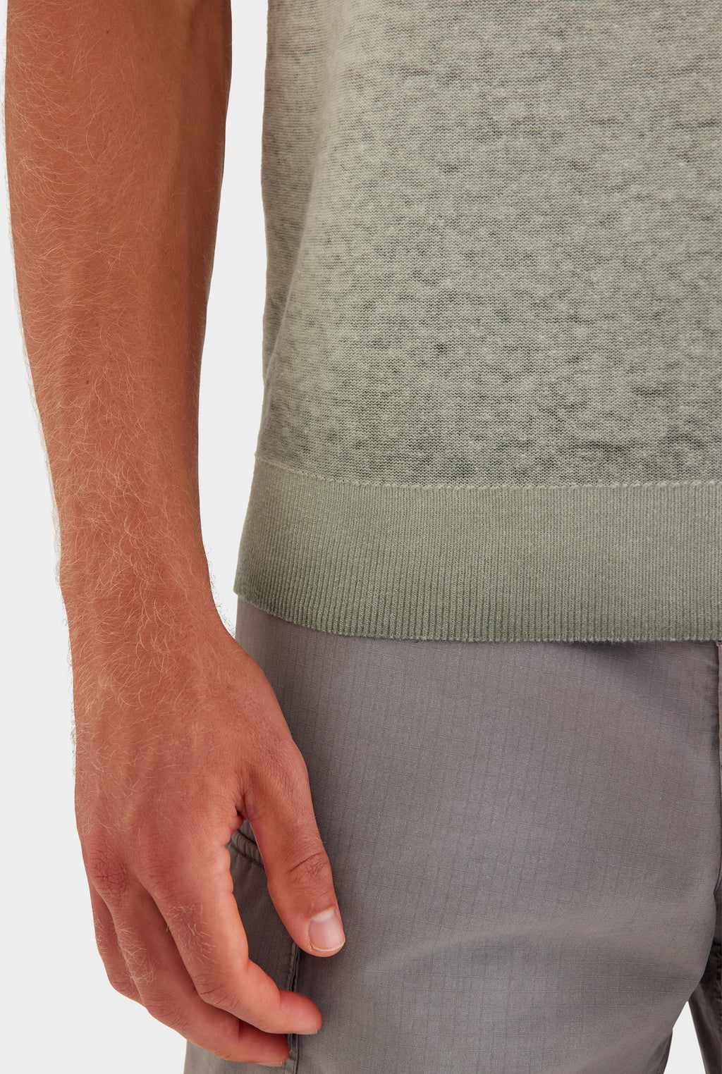 Reverse Printed Knit Polo - Washed Olive