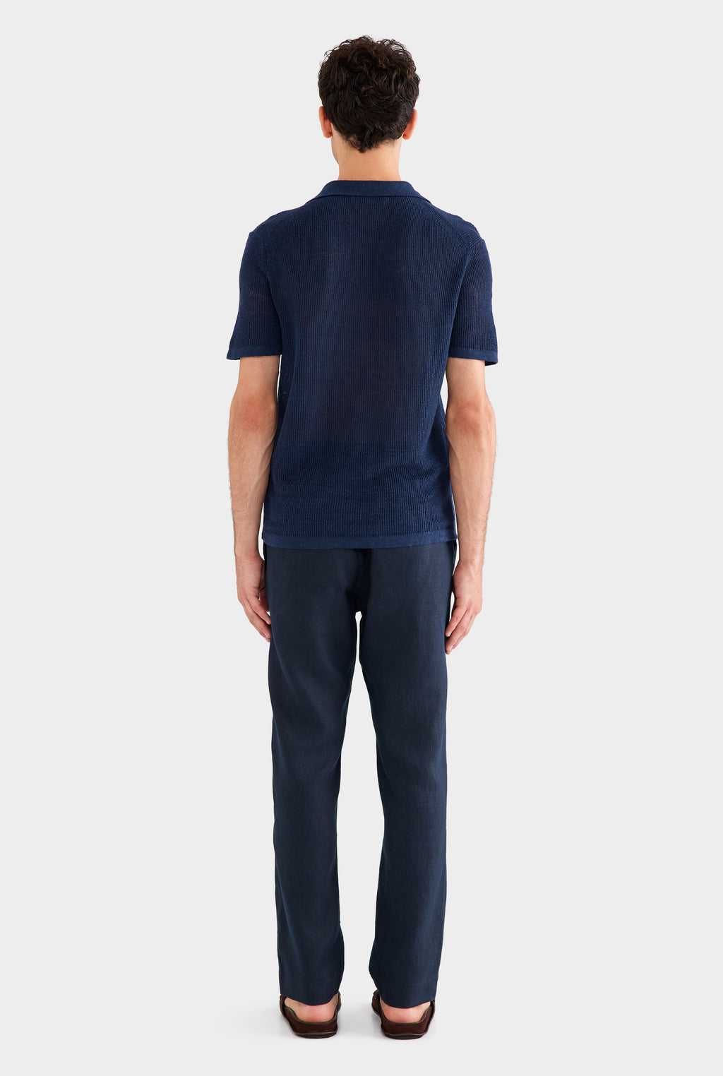 Rib Knit Open Neck Polo 2.0 - Navy