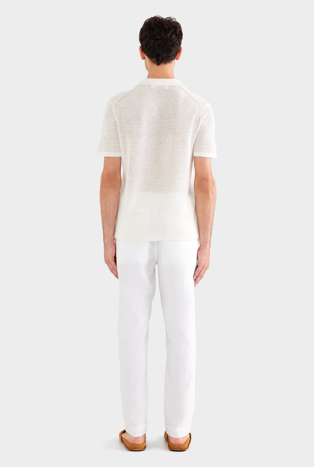 Rib Knit Open Neck Polo 2.0 - Off White