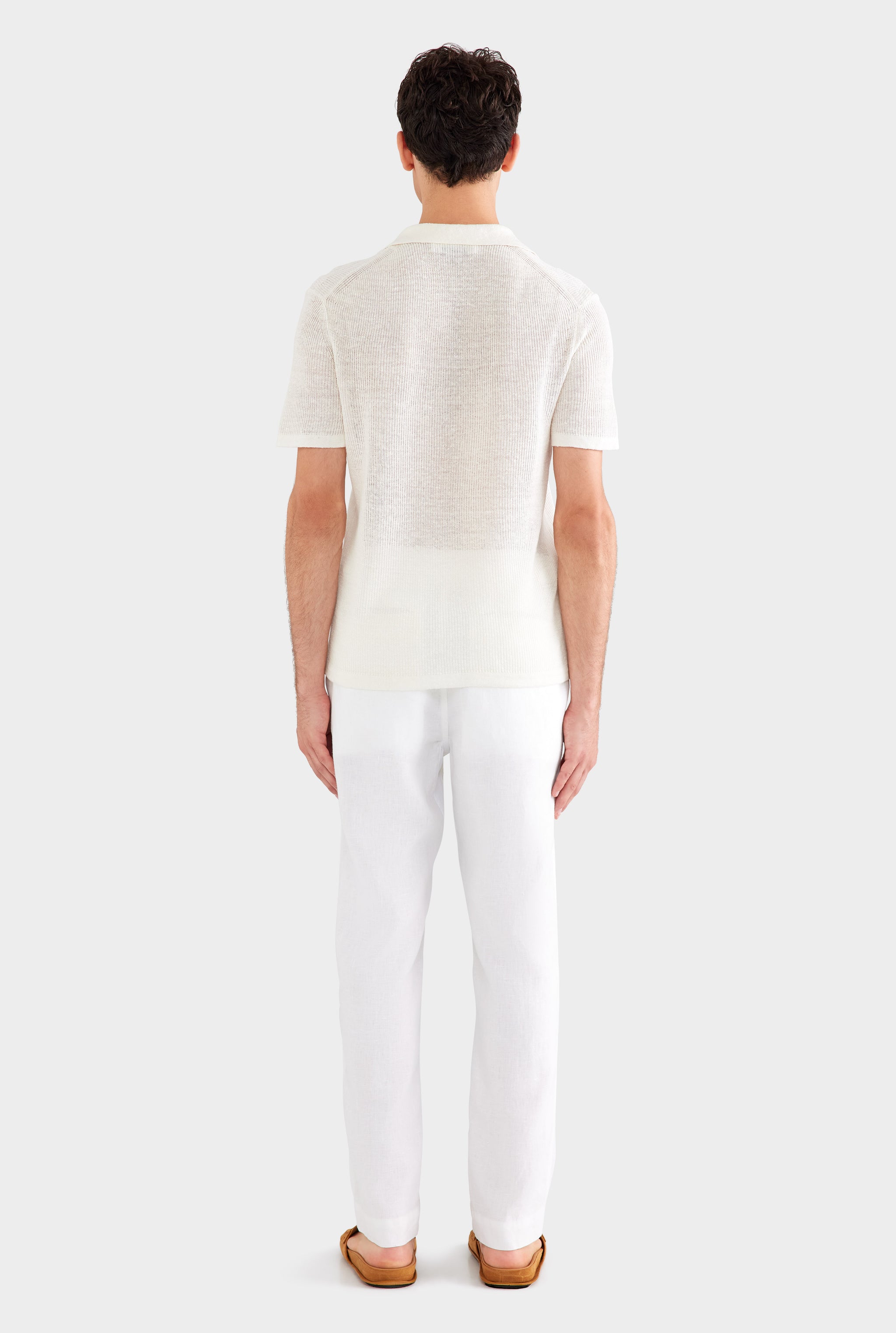 Rib Knit Open Neck Polo 2.0 - Off White