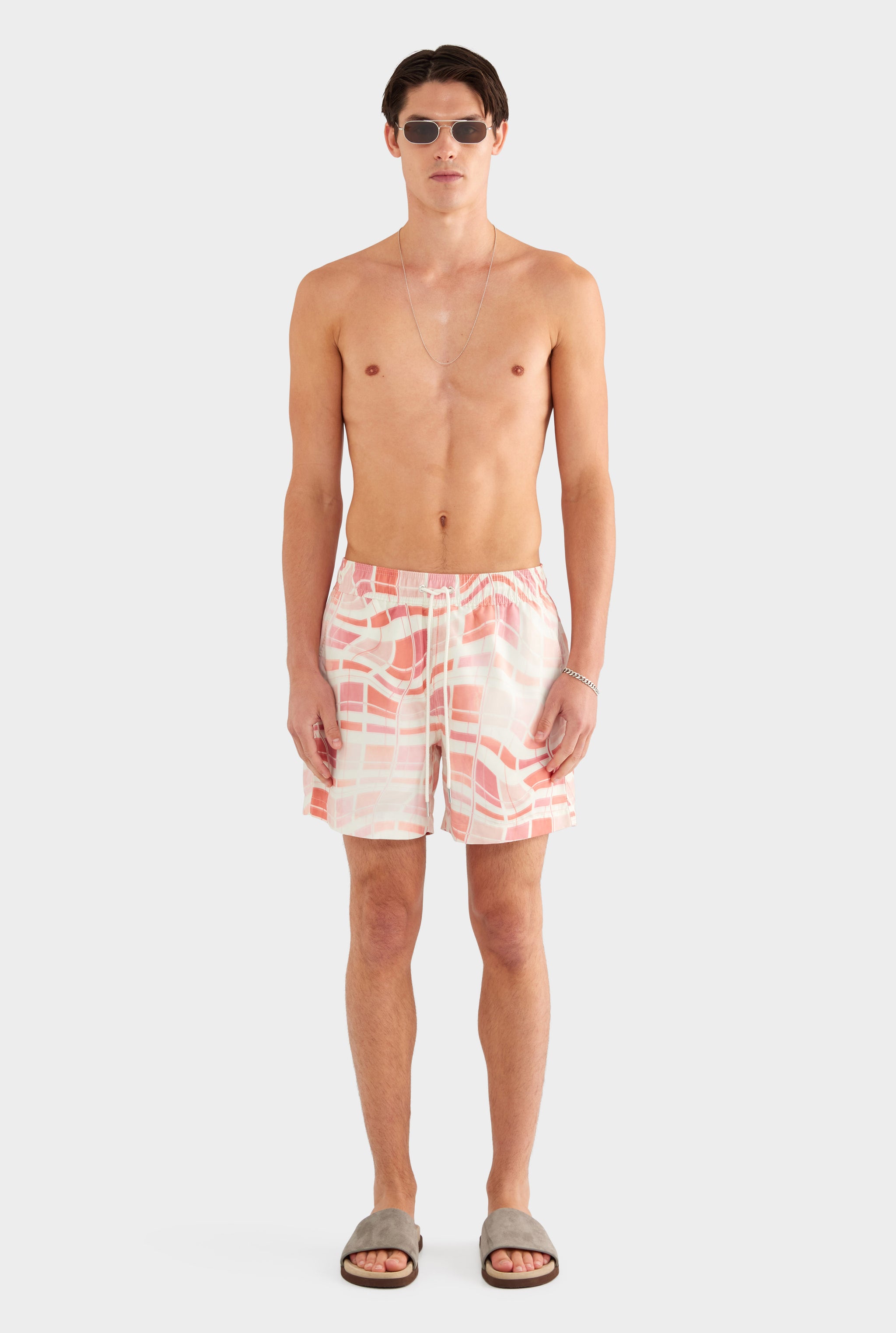 Printed Swim Short - Warped Check