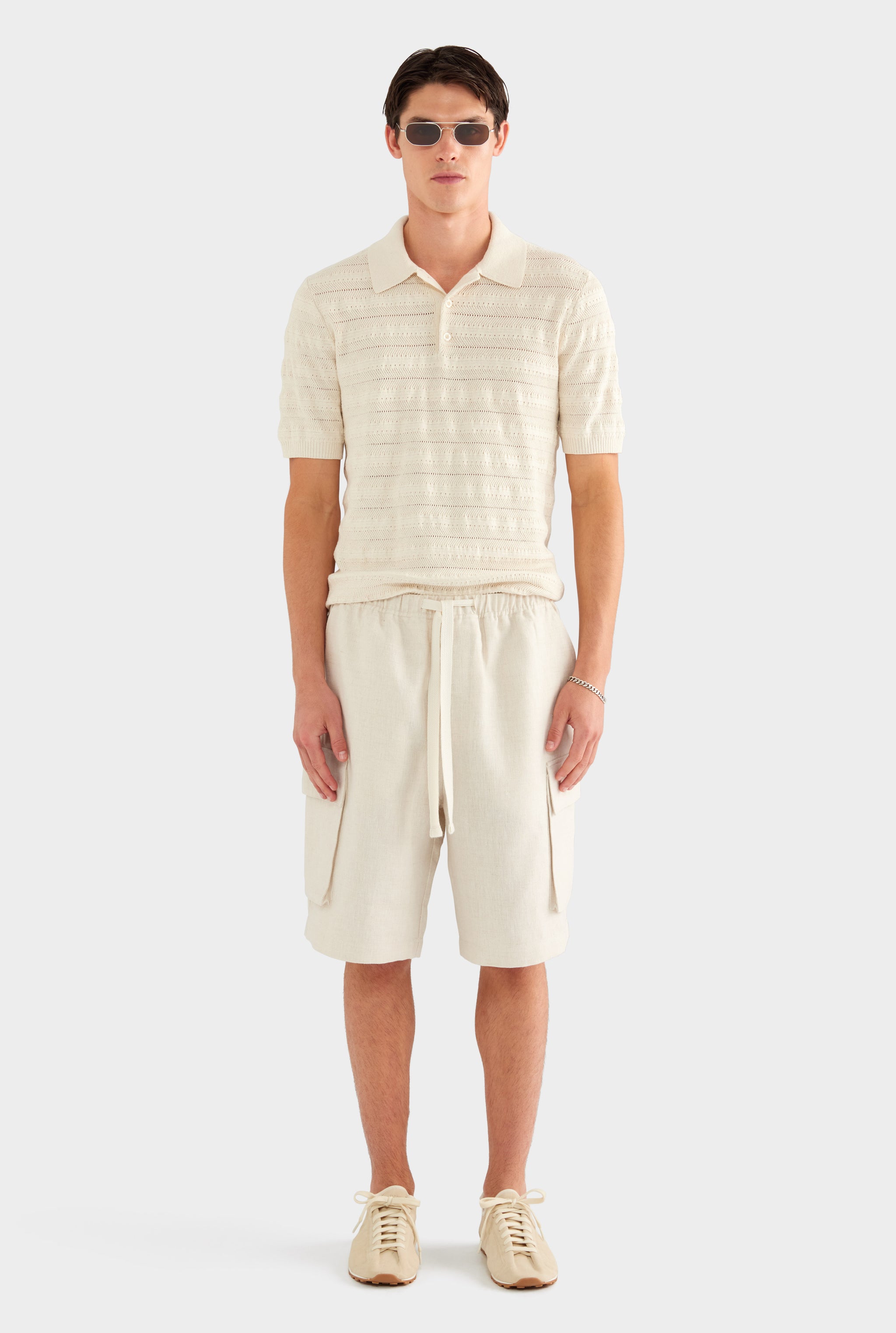 Relaxed Linen Cargo Short - Sand