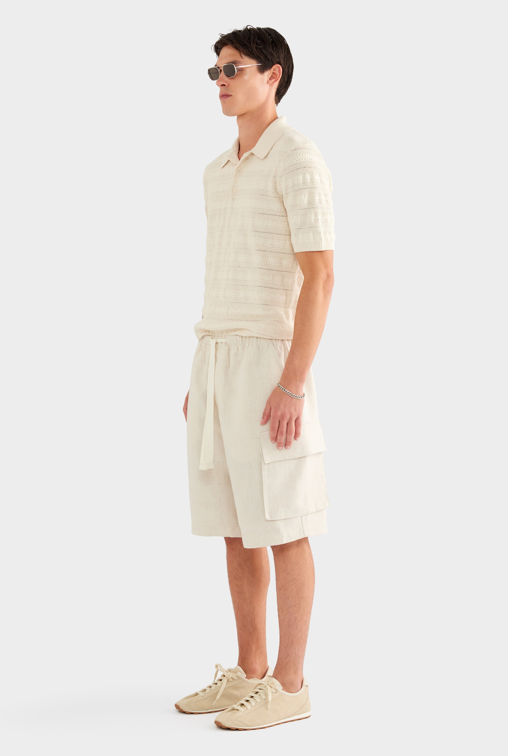 Relaxed Linen Cargo Short - Sand