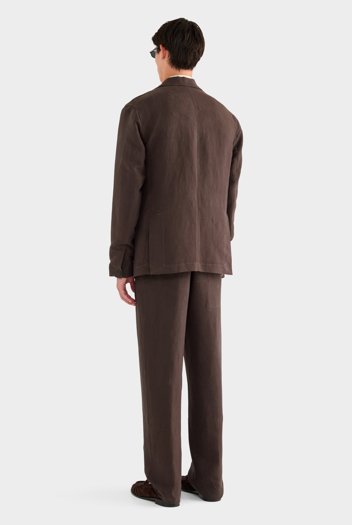 Unstructured Silk Linen Blazer - Dark Chocolate