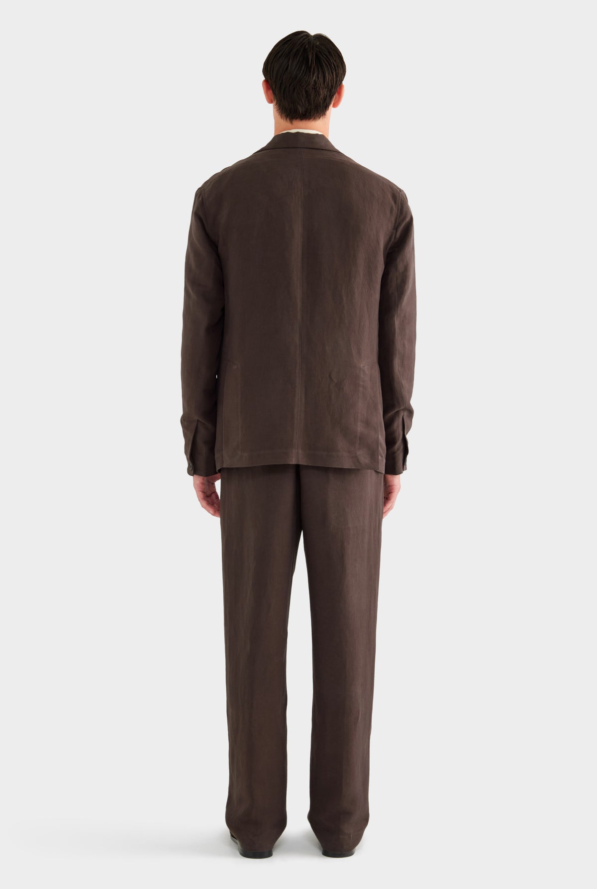 Unstructured Silk Linen Blazer - Dark Chocolate