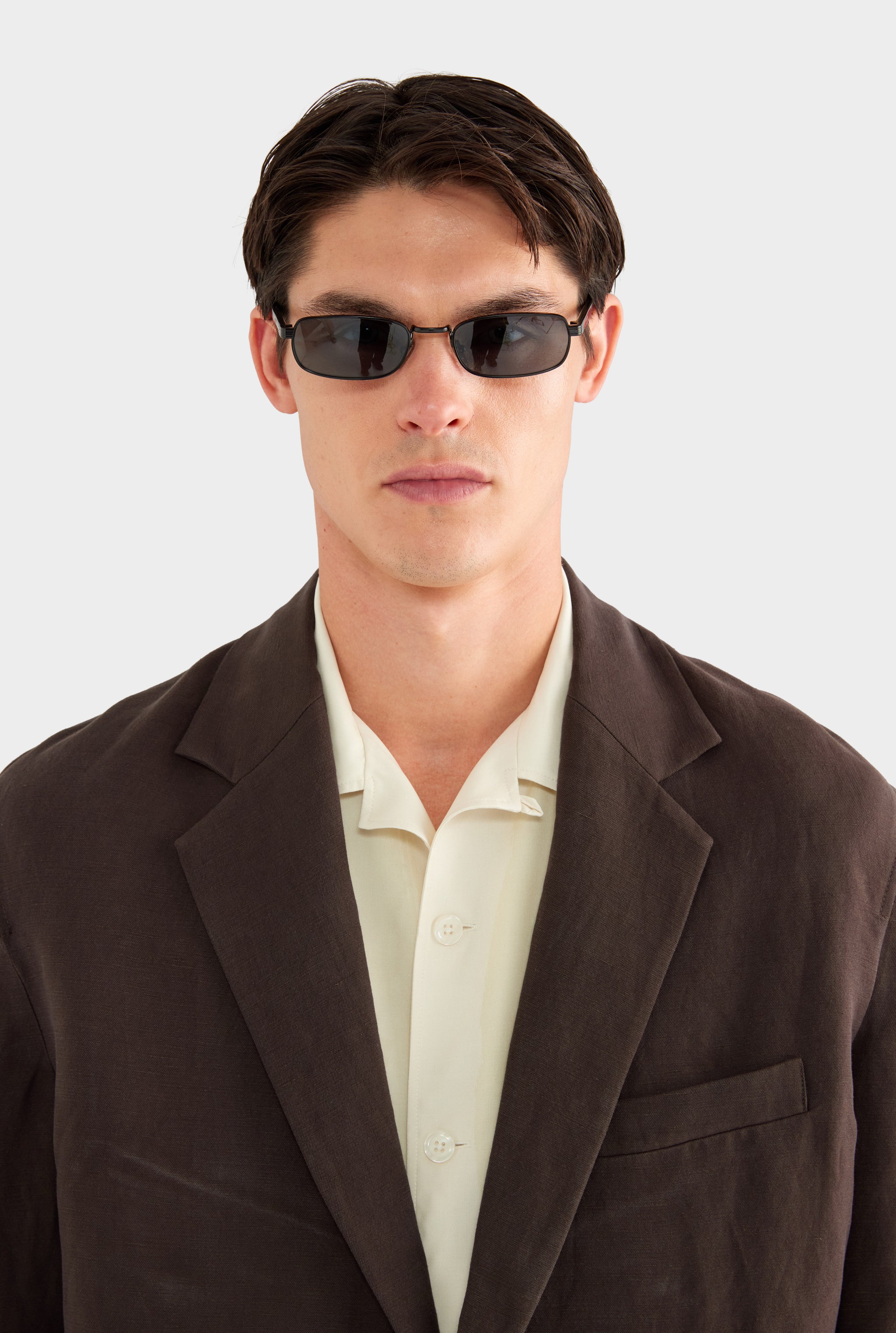 Unstructured Silk Linen Blazer - Dark Chocolate