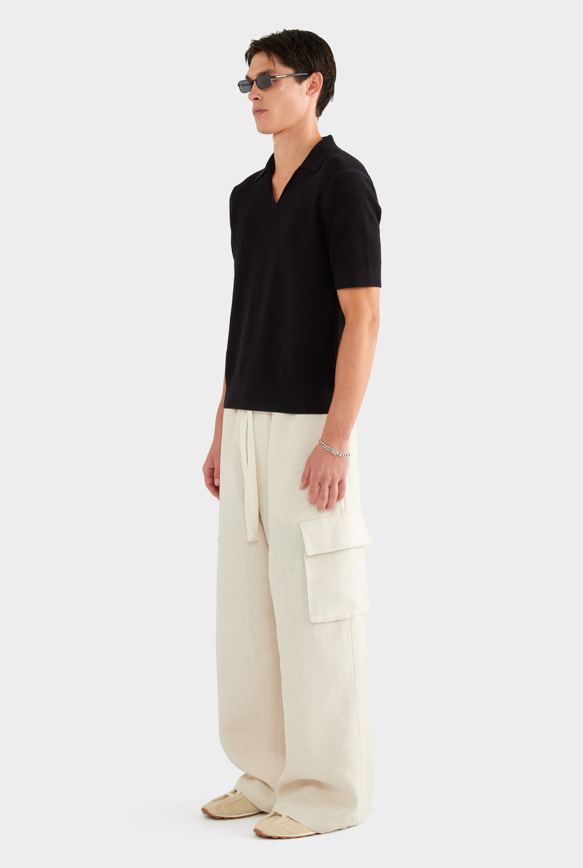 Lightweight Knit Polo - Black - XS
