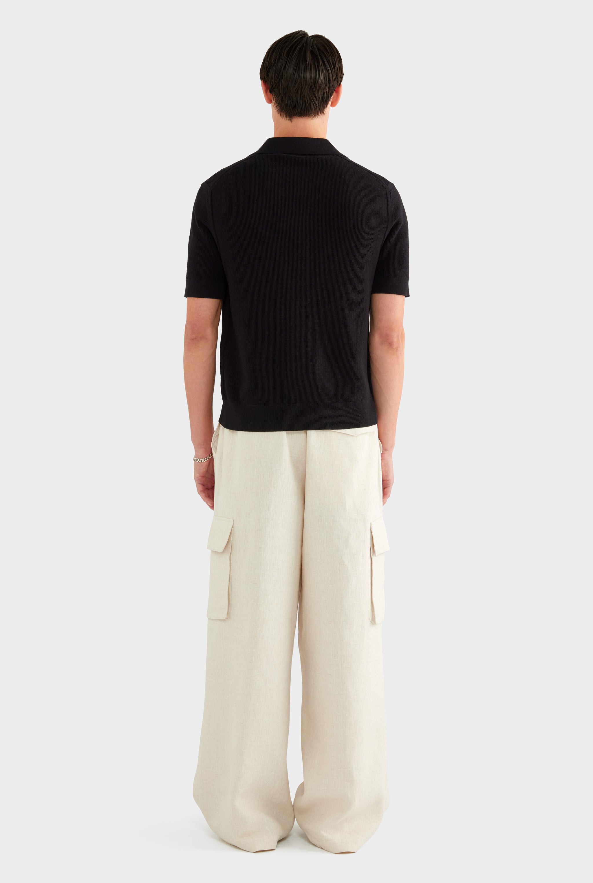 Lightweight Knit Polo - Black - XS