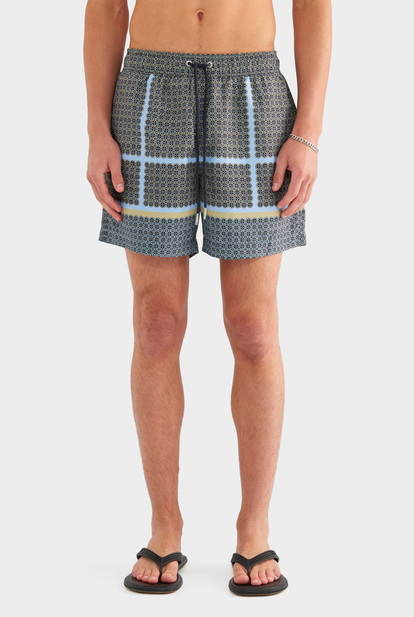 Printed Swim Short - Geometric Tile - XS