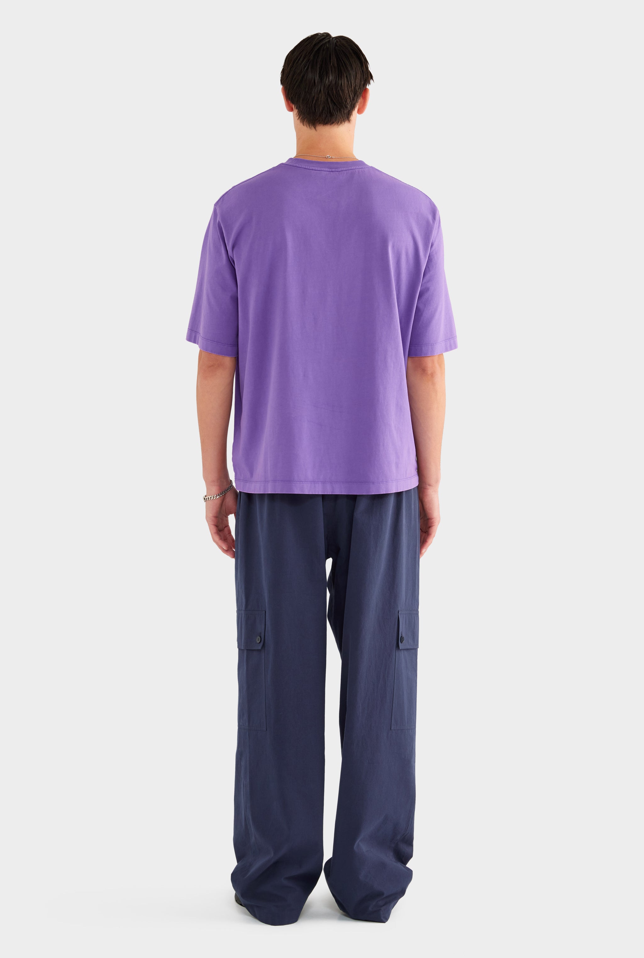 Pigment Dyed Oversized Cotton T Shirt - Purple - XS