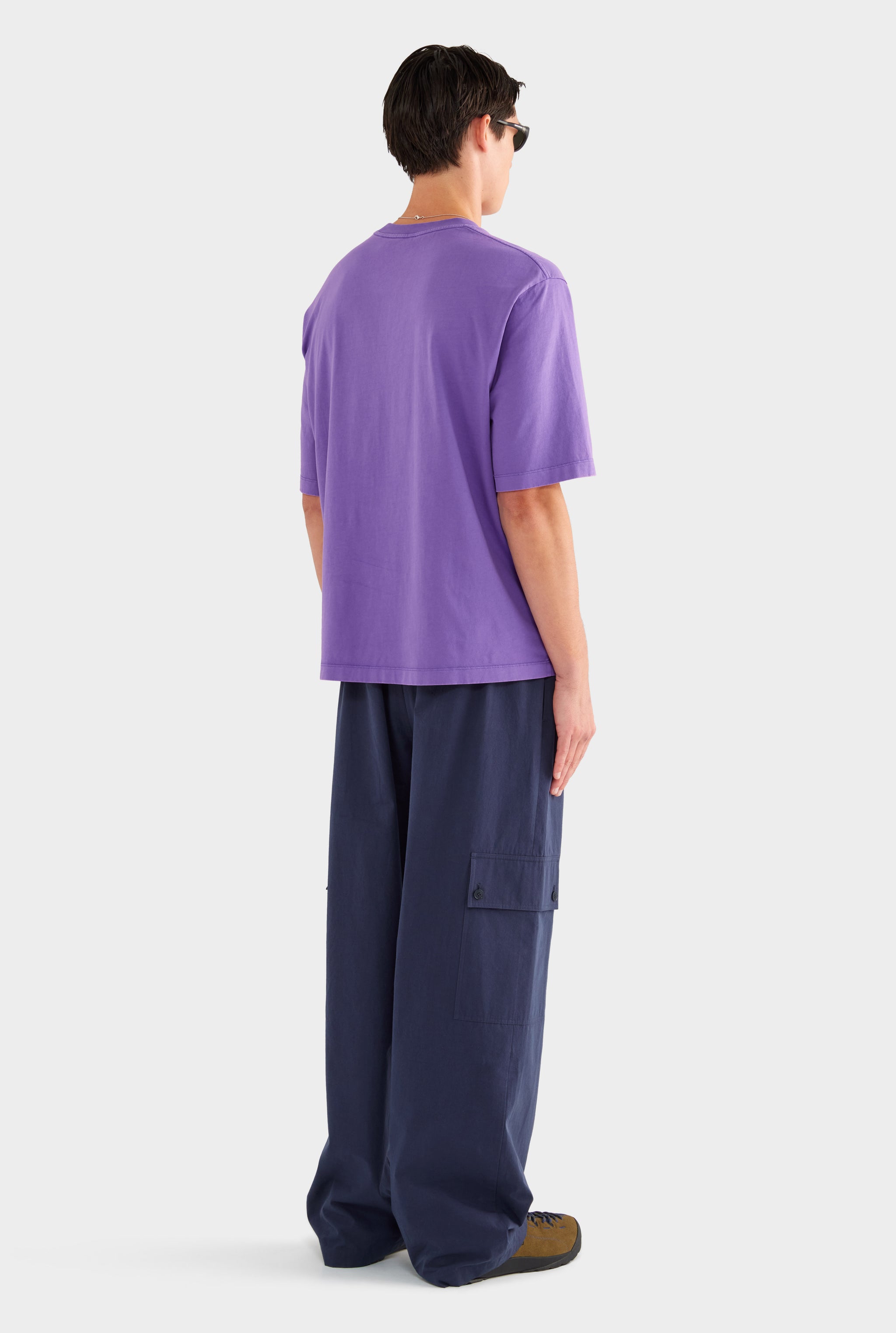 Pigment Dyed Oversized Cotton T Shirt - Purple - XS