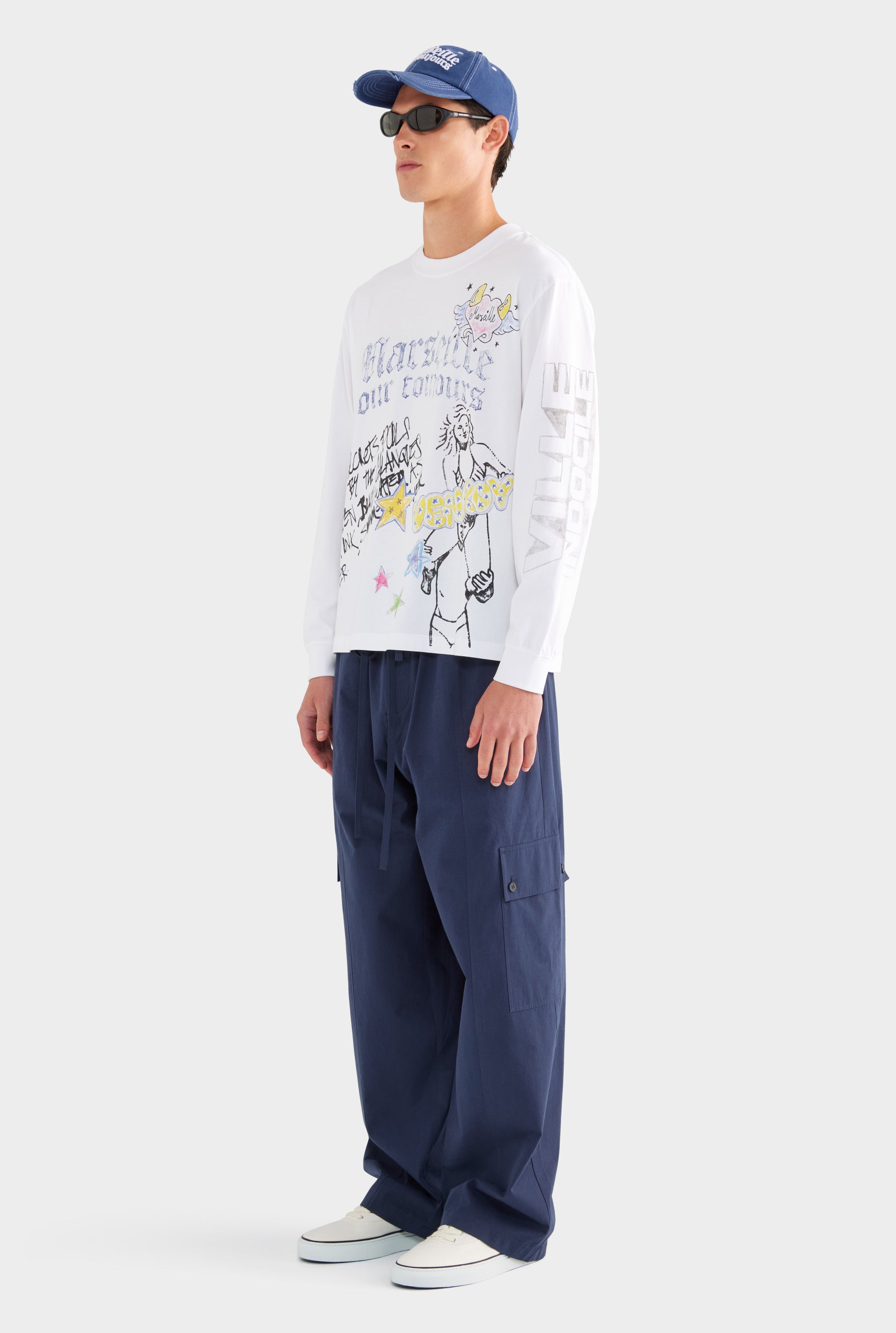 Graffiti Long Sleeve T Shirt - Marseille Graffiti/Off White - XS