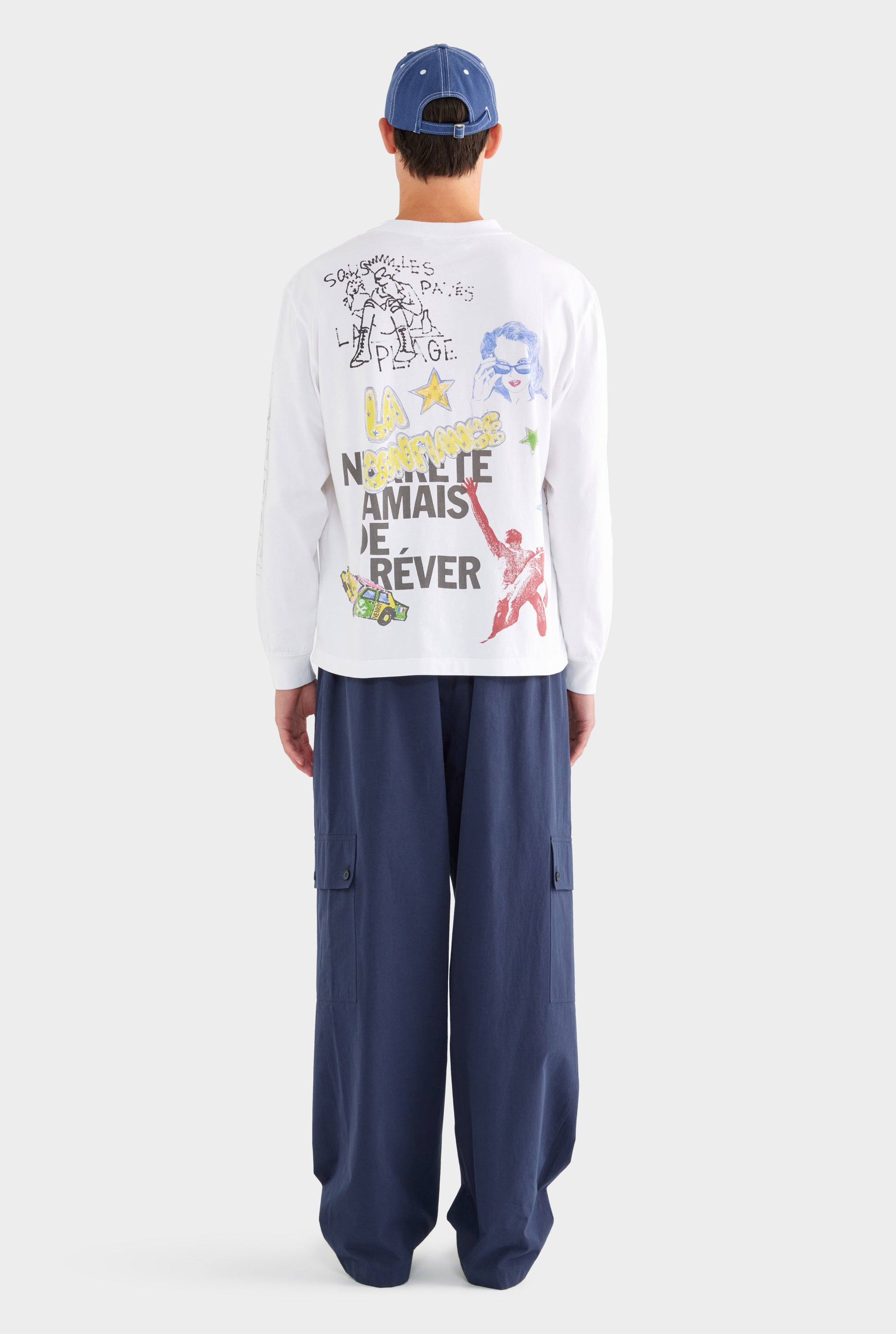Graffiti Long Sleeve T Shirt - Marseille Graffiti/Off White - XS