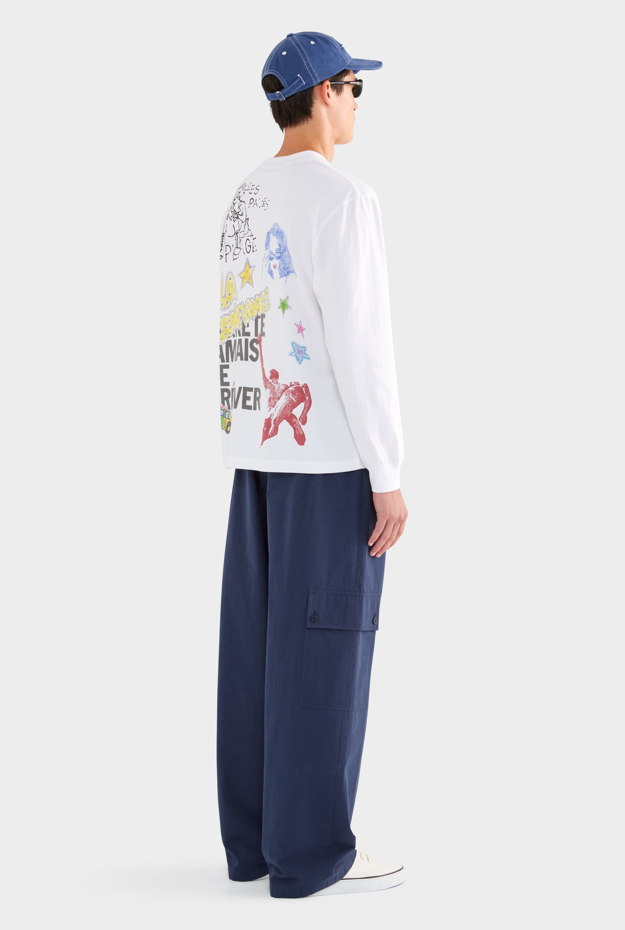 Graffiti Long Sleeve T Shirt - Marseille Graffiti/Off White - XS