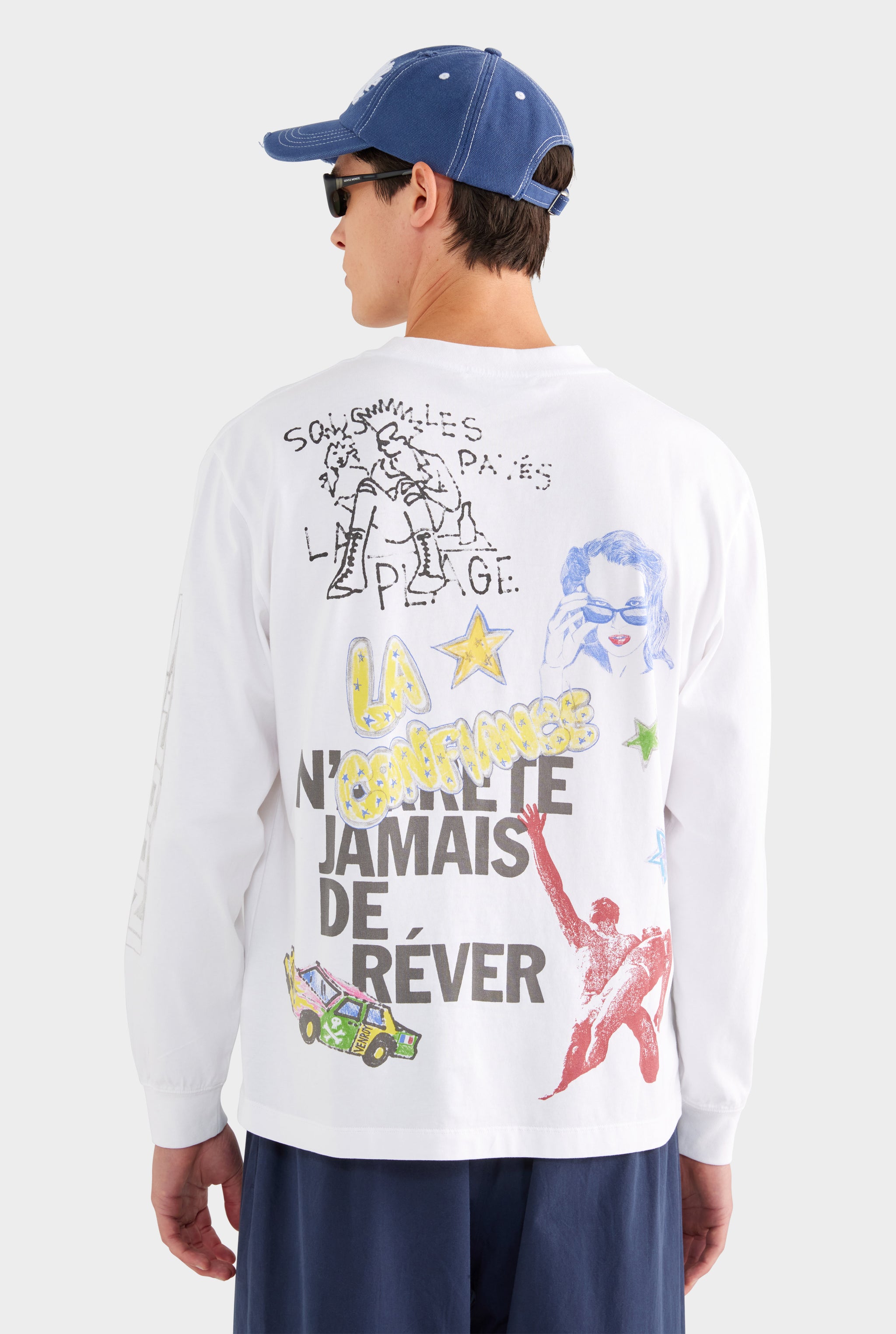 Graffiti Long Sleeve T Shirt - Marseille Graffiti/Off White - XS