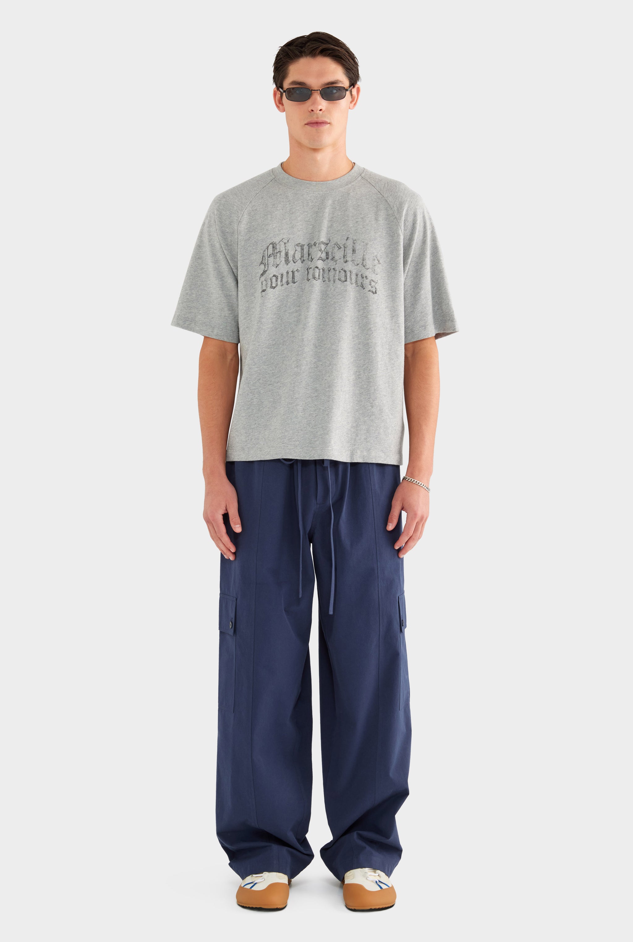 Oversized Raglan T Shirt - Grey Marl/Marseille - XS
