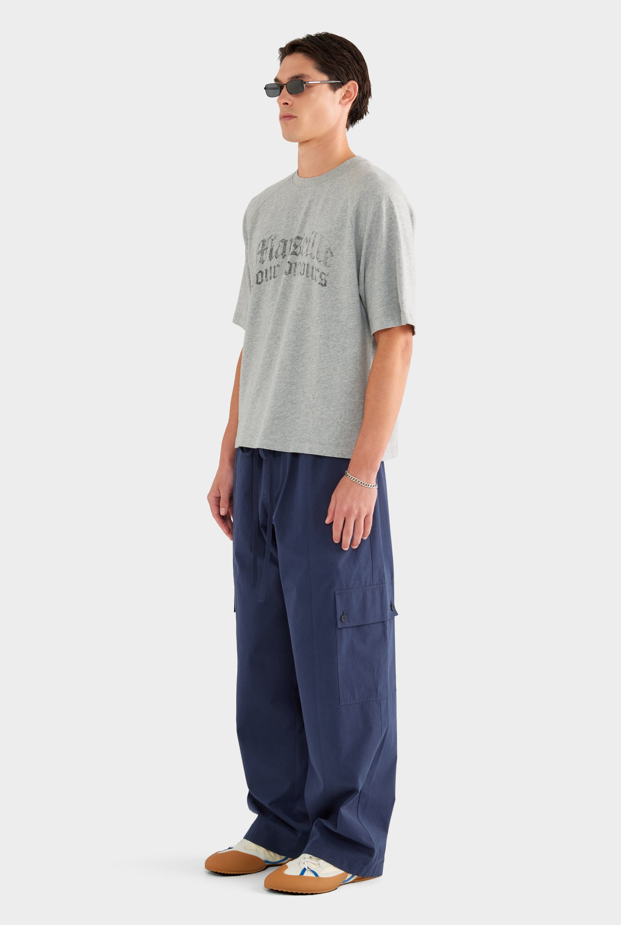 Oversized Raglan T Shirt - Grey Marl/Marseille - XS