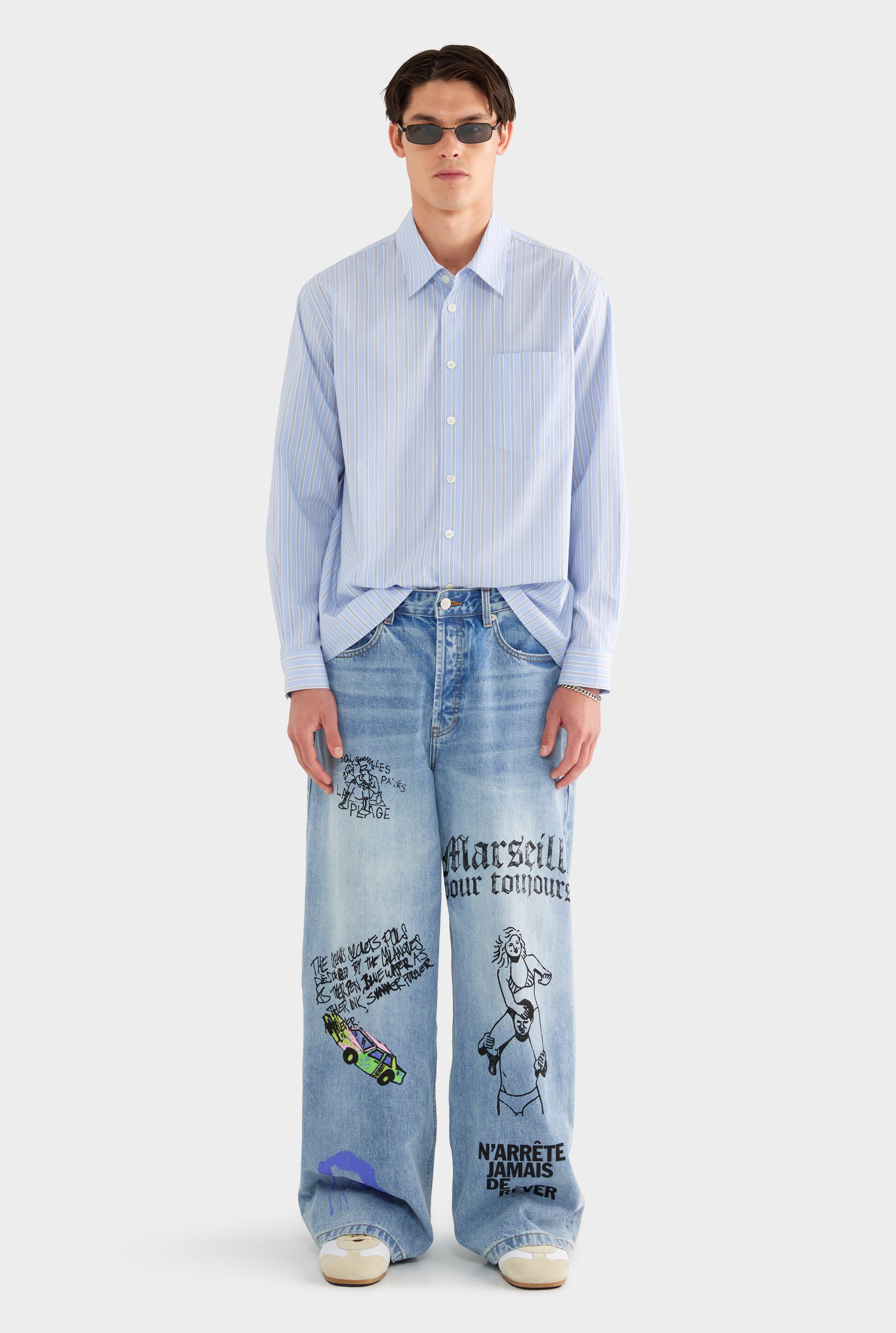 Grafitti Baggy Denim Jean - Marseille Grafitti/Light Blue - 28