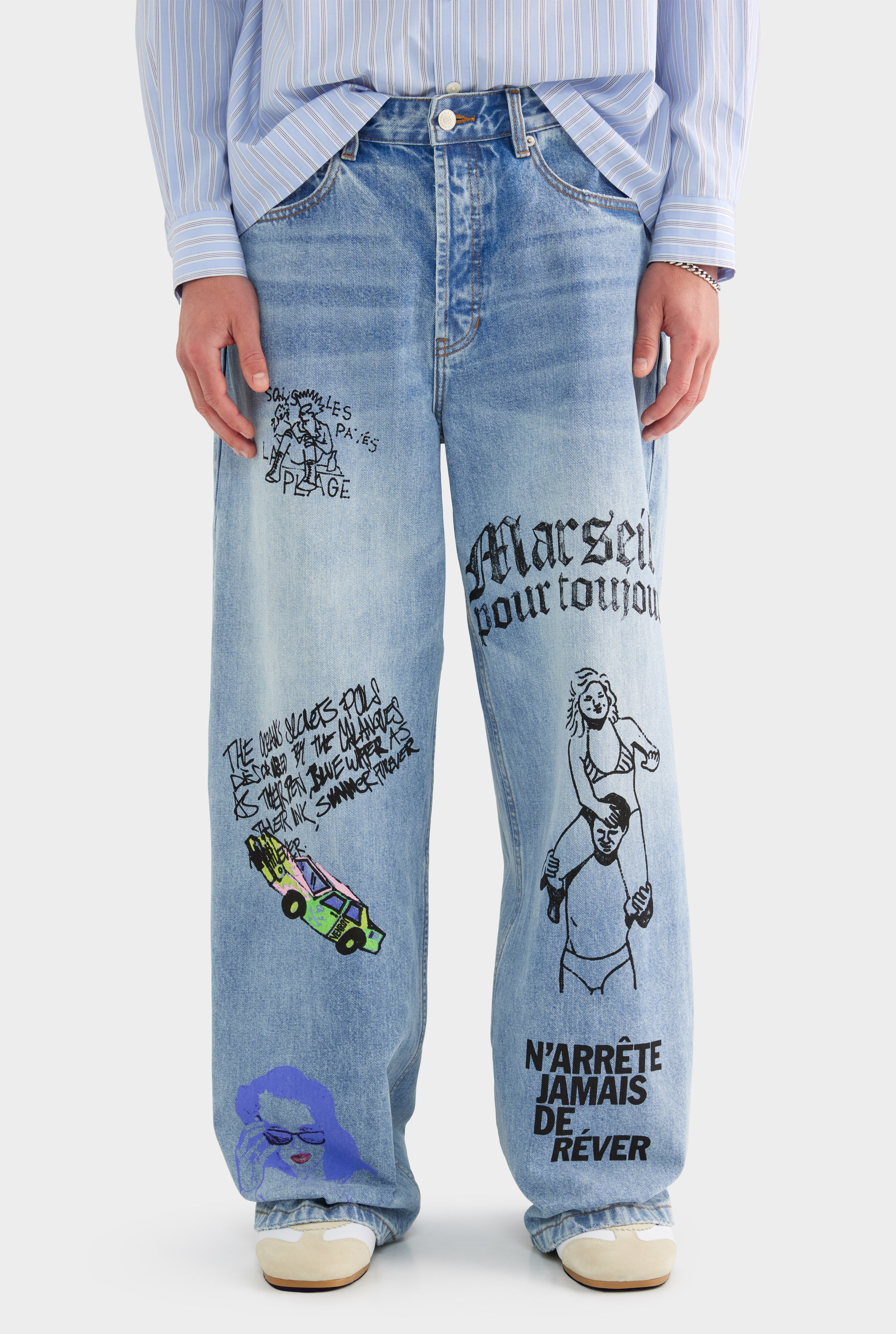 Grafitti Baggy Denim Jean - Marseille Grafitti/Light Blue - 28