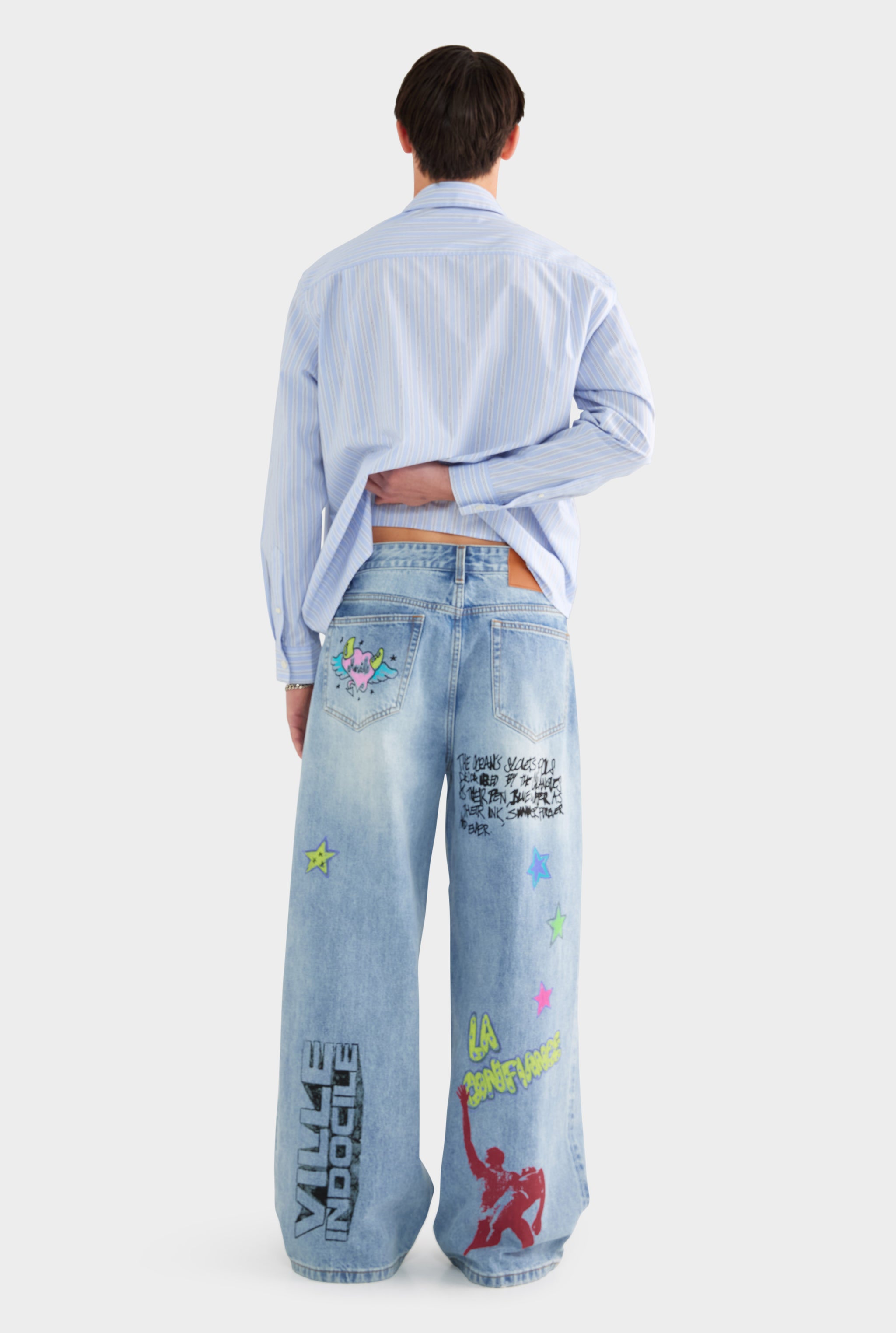 Grafitti Baggy Denim Jean - Marseille Grafitti/Light Blue - 28