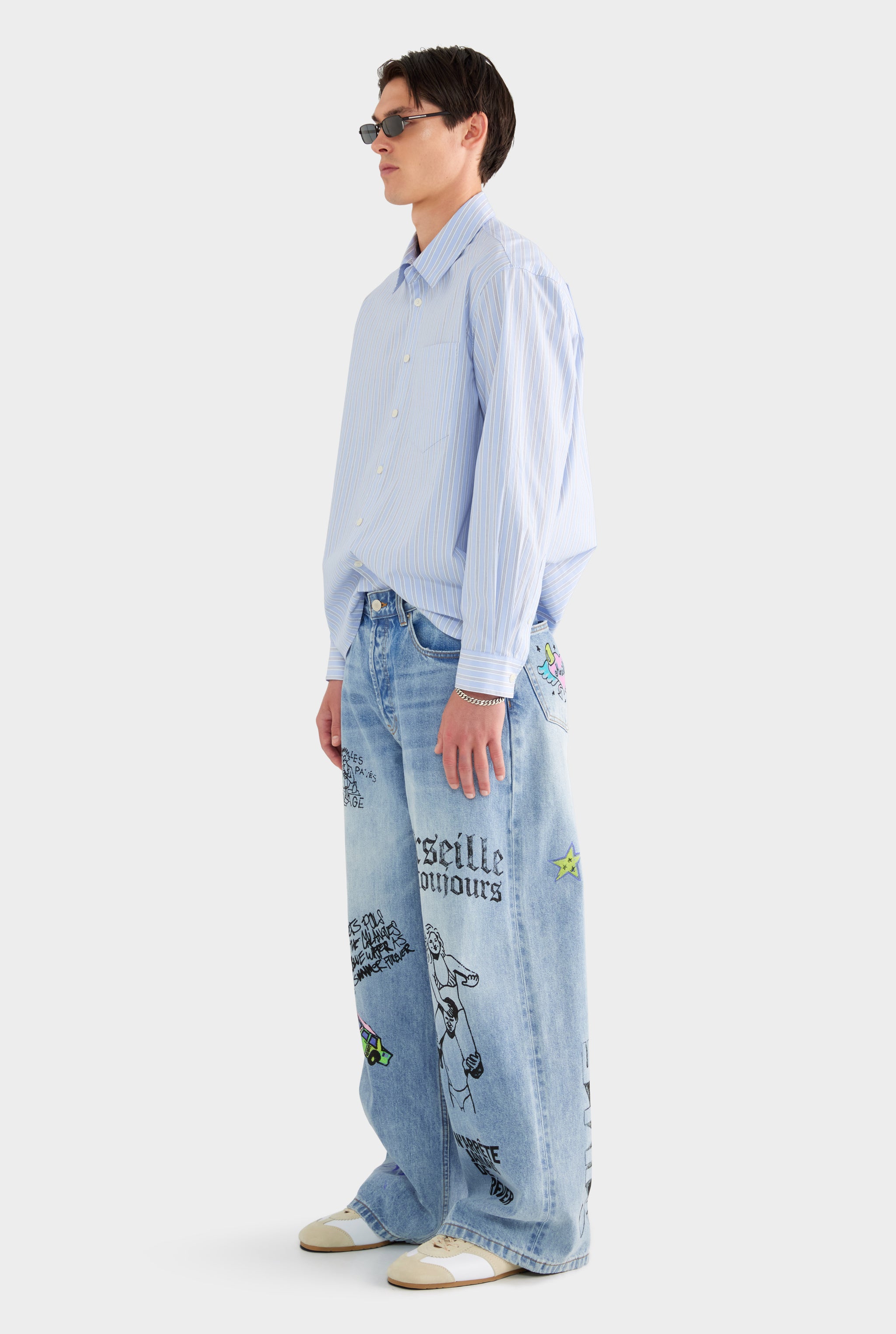 Grafitti Baggy Denim Jean - Marseille Grafitti/Light Blue - 28