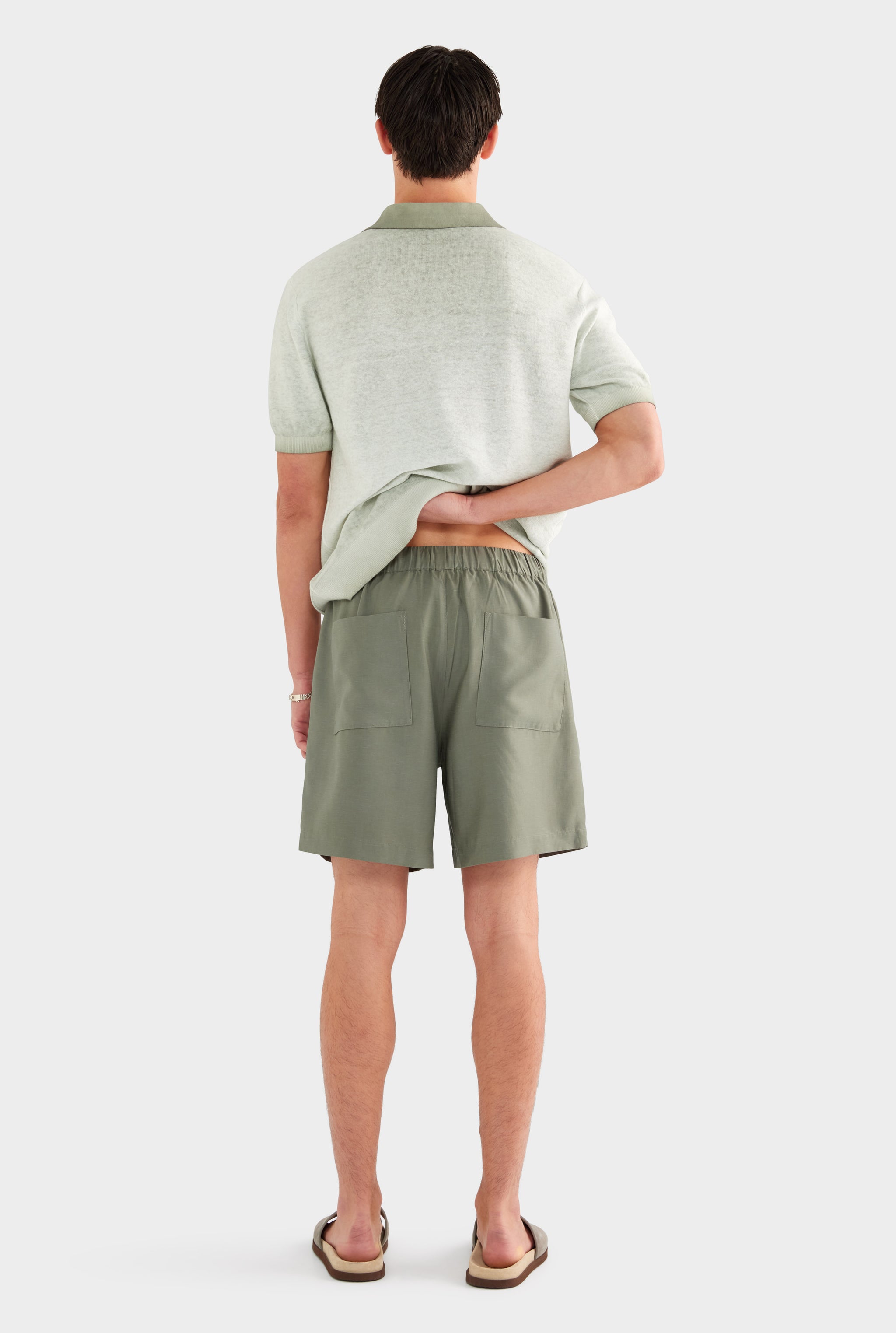 Relaxed Tencel Short - Slate Olive - XS