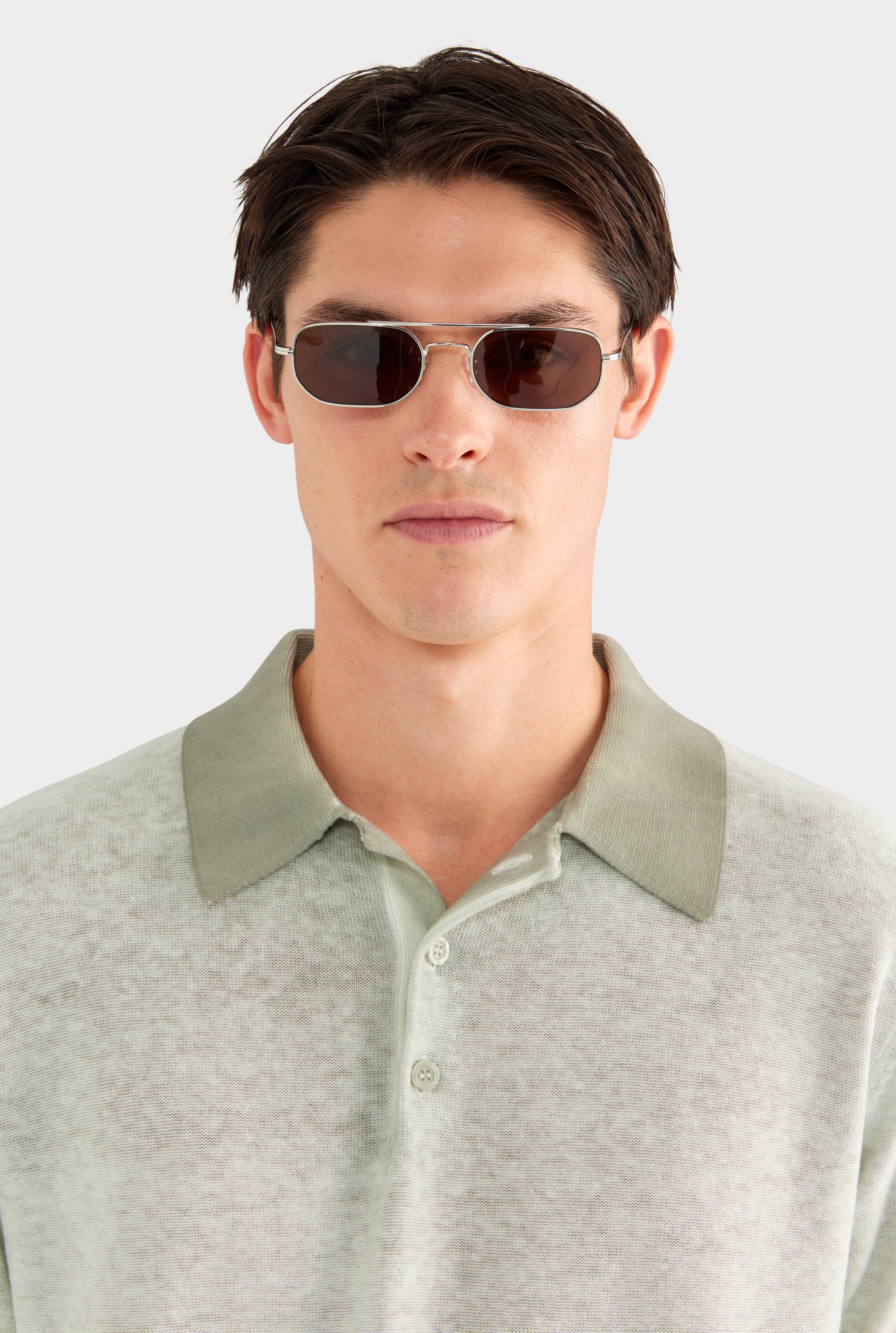 Reverse Printed Knit Polo - Dried Sage - XS