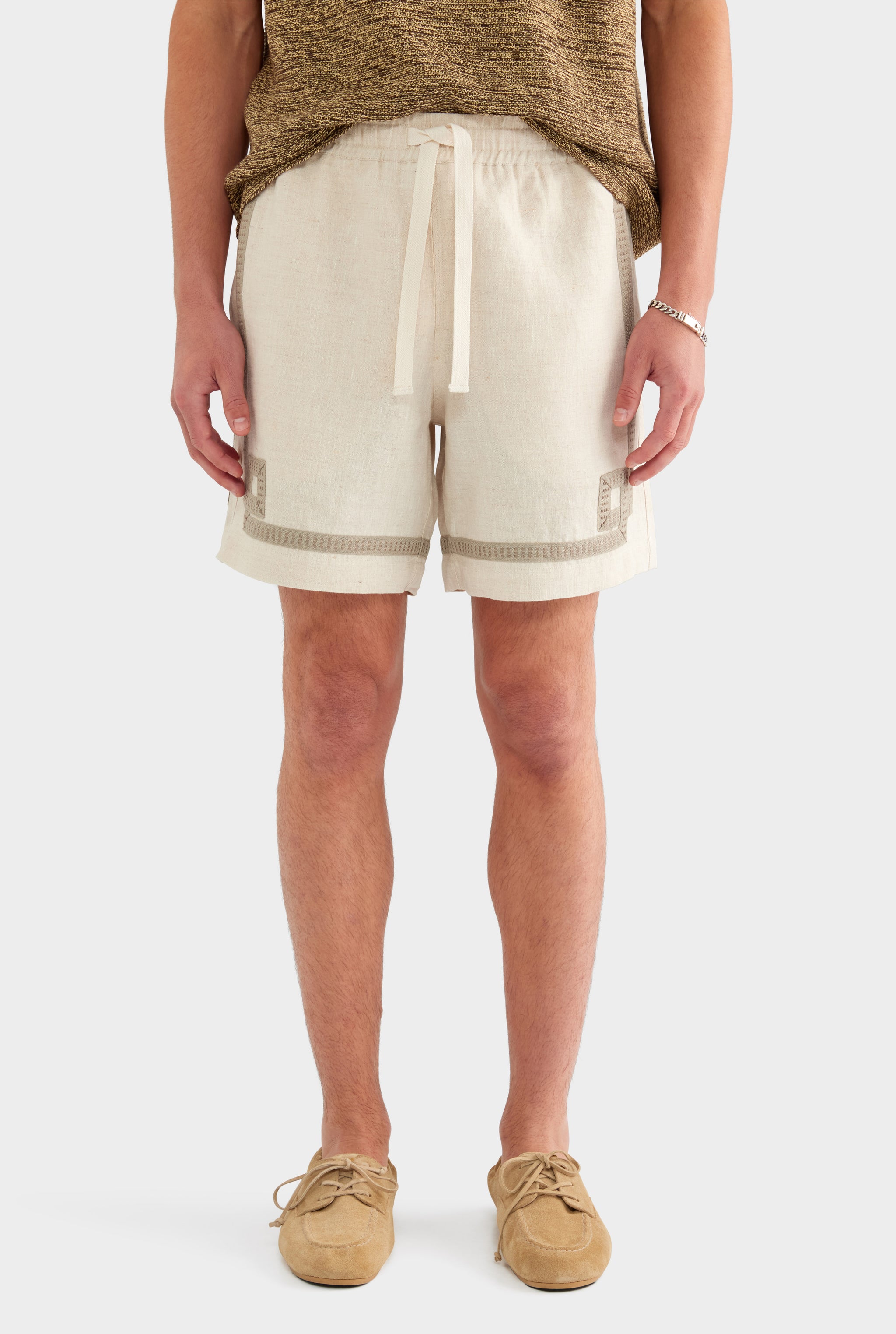 Tape Border Lounge Short - Sand - XS