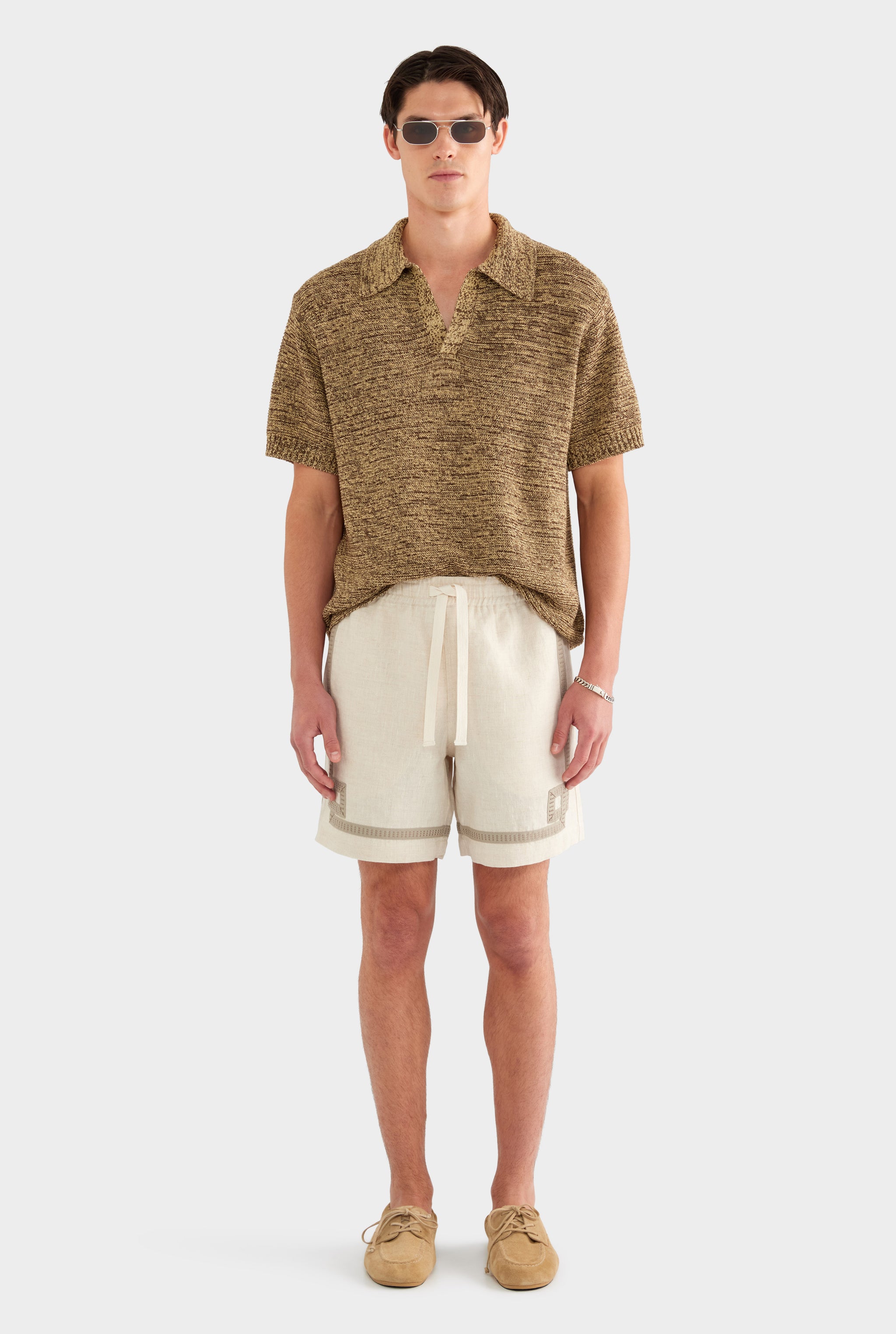Tape Border Lounge Short - Sand - XS