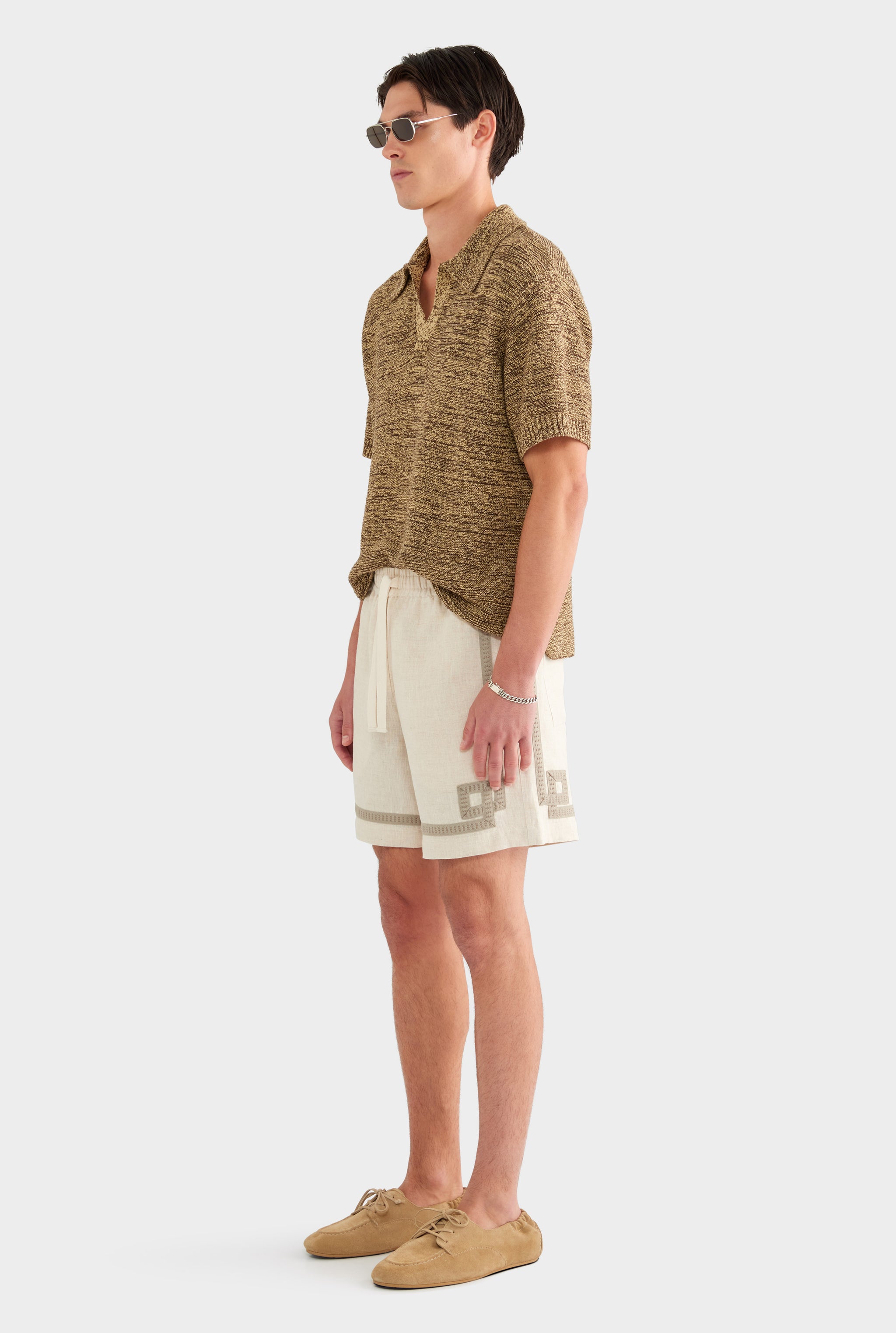Tape Border Lounge Short - Sand - XS