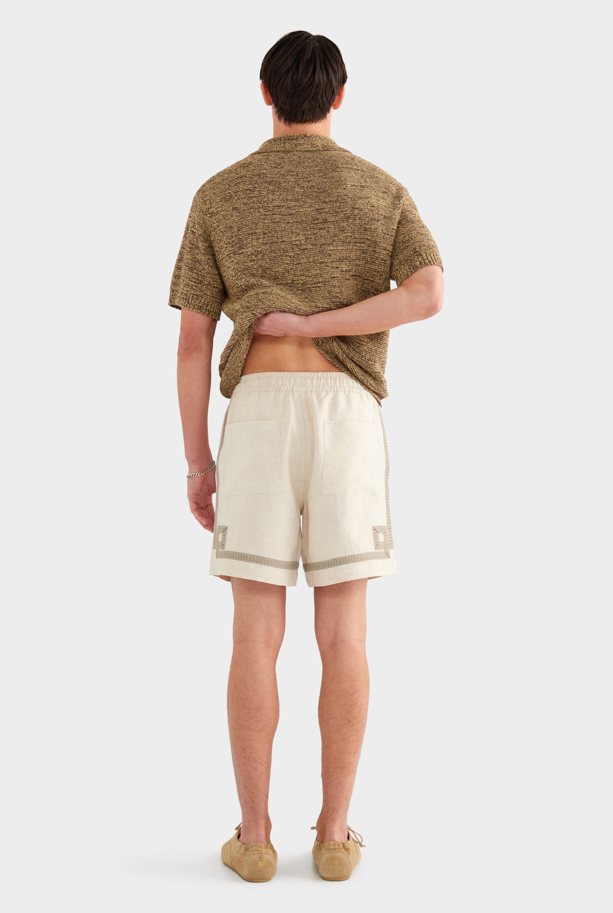 Tape Border Lounge Short - Sand - XS