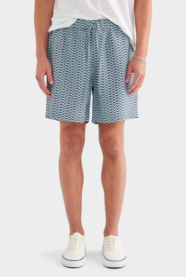 Relaxed Tencel Short - Navy/Cement V Monogram - XS