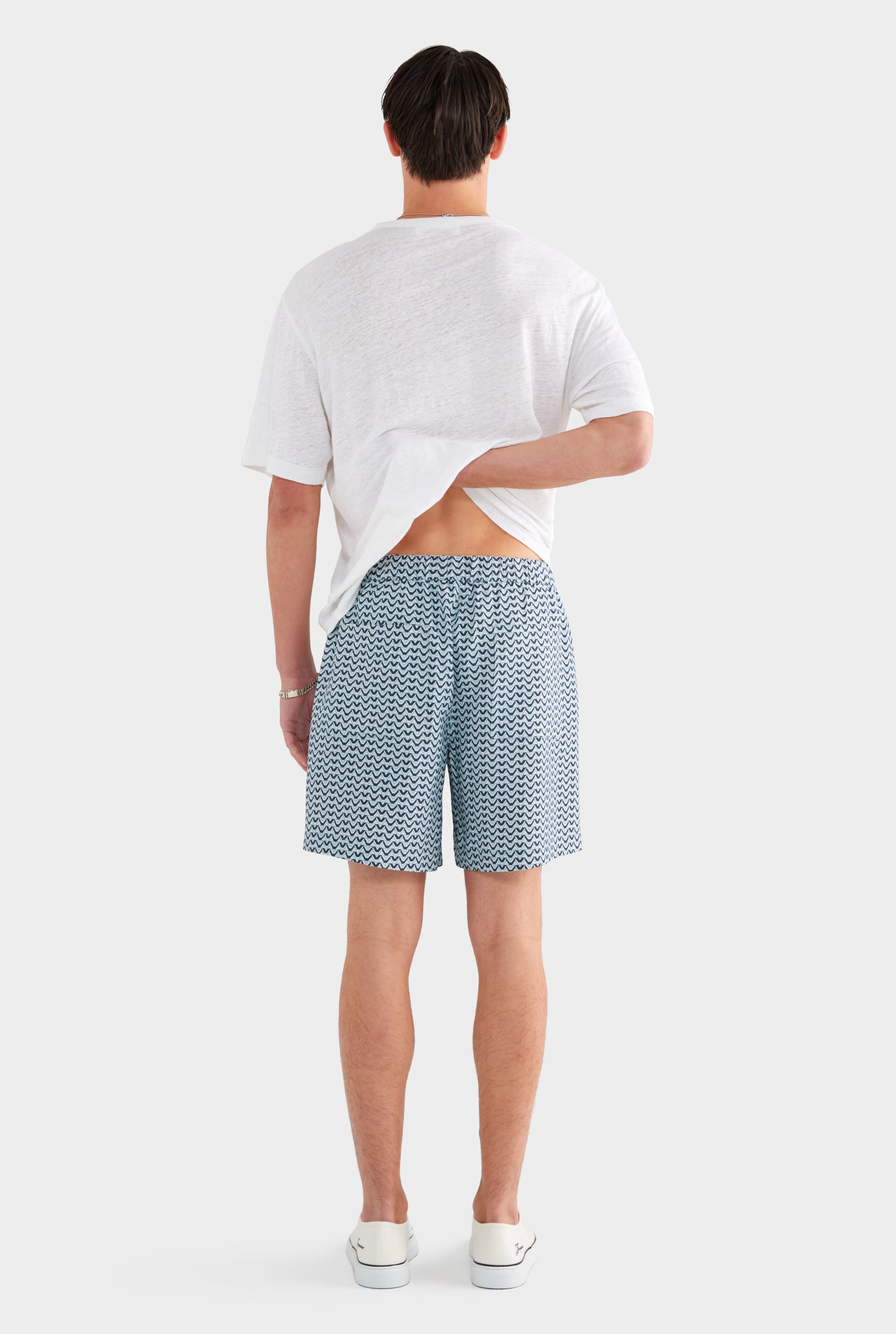 Relaxed Tencel Short - Navy/Cement V Monogram - XS