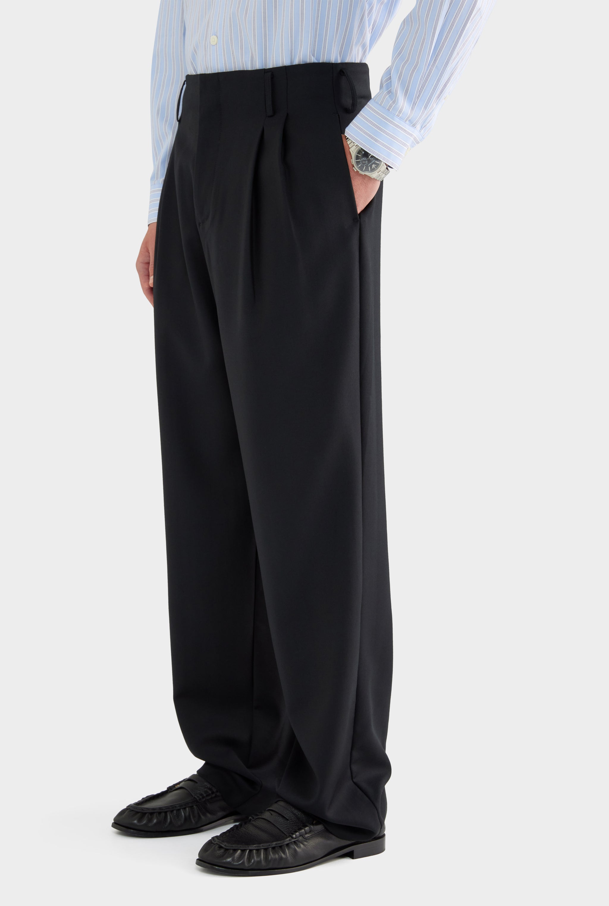 Tailored Wool Suit Trouser - Black - 28