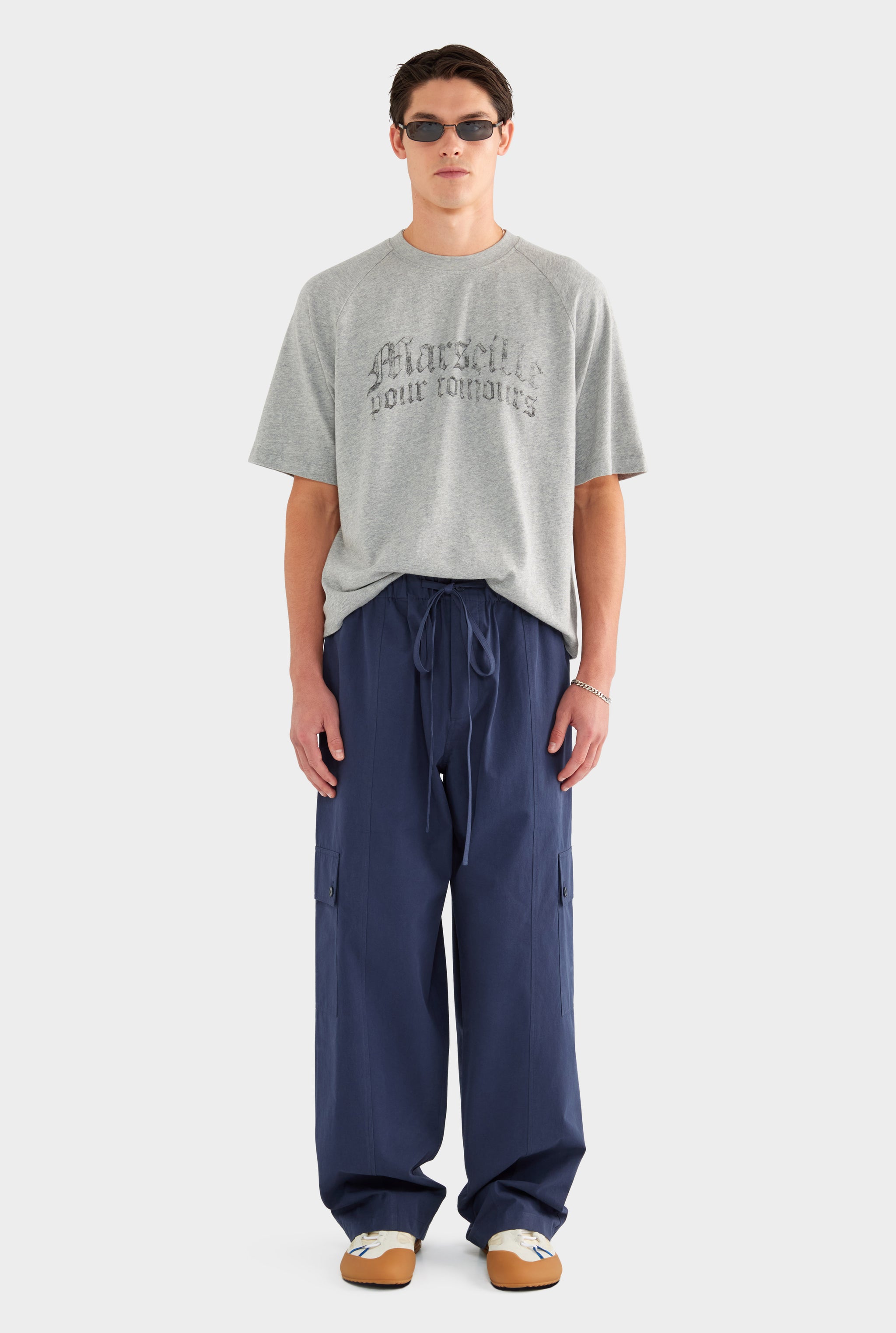 Paper Poplin Baggy Pant - Navy - XS