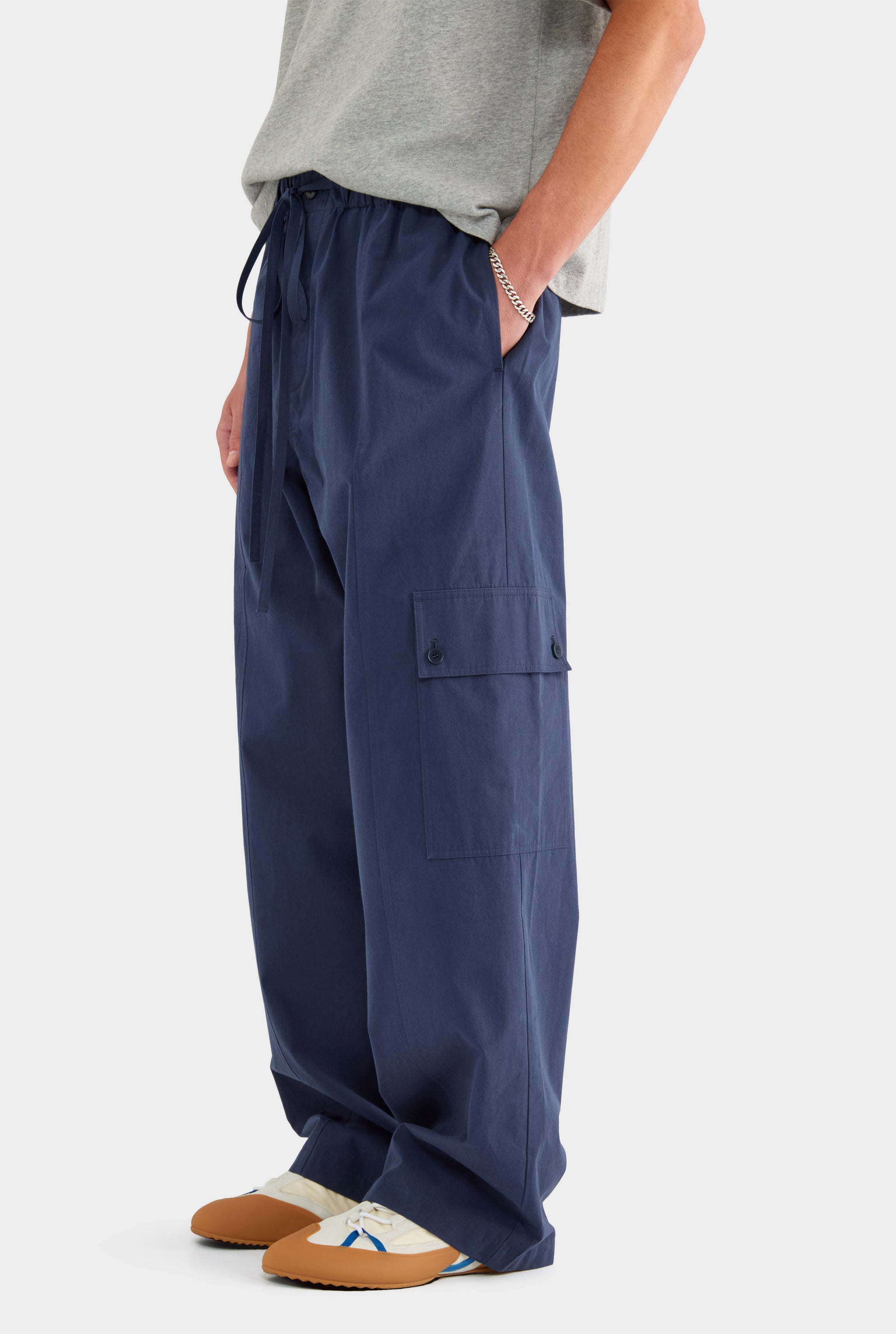 Paper Poplin Baggy Pant - Navy - XS