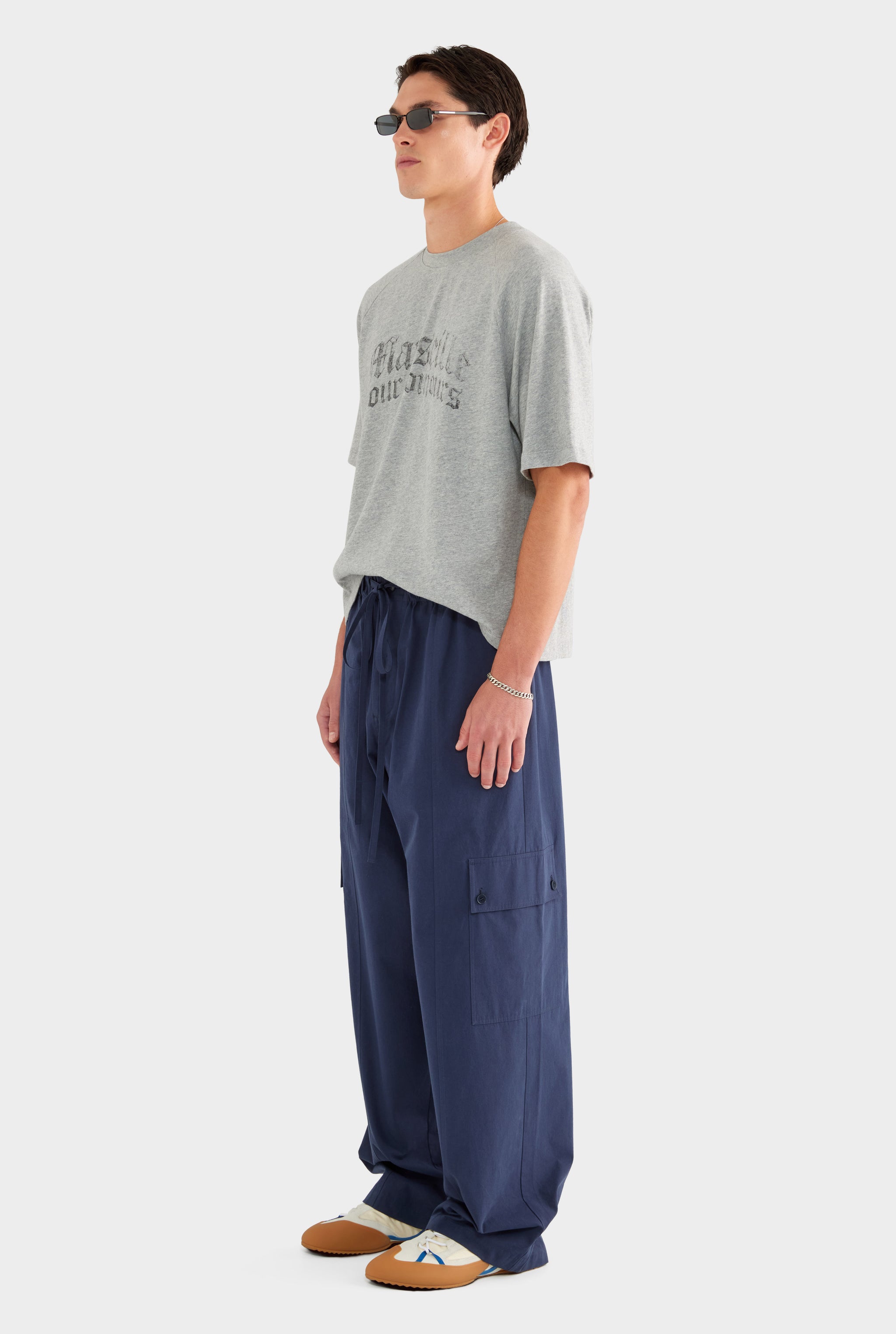Paper Poplin Baggy Pant - Navy - XS
