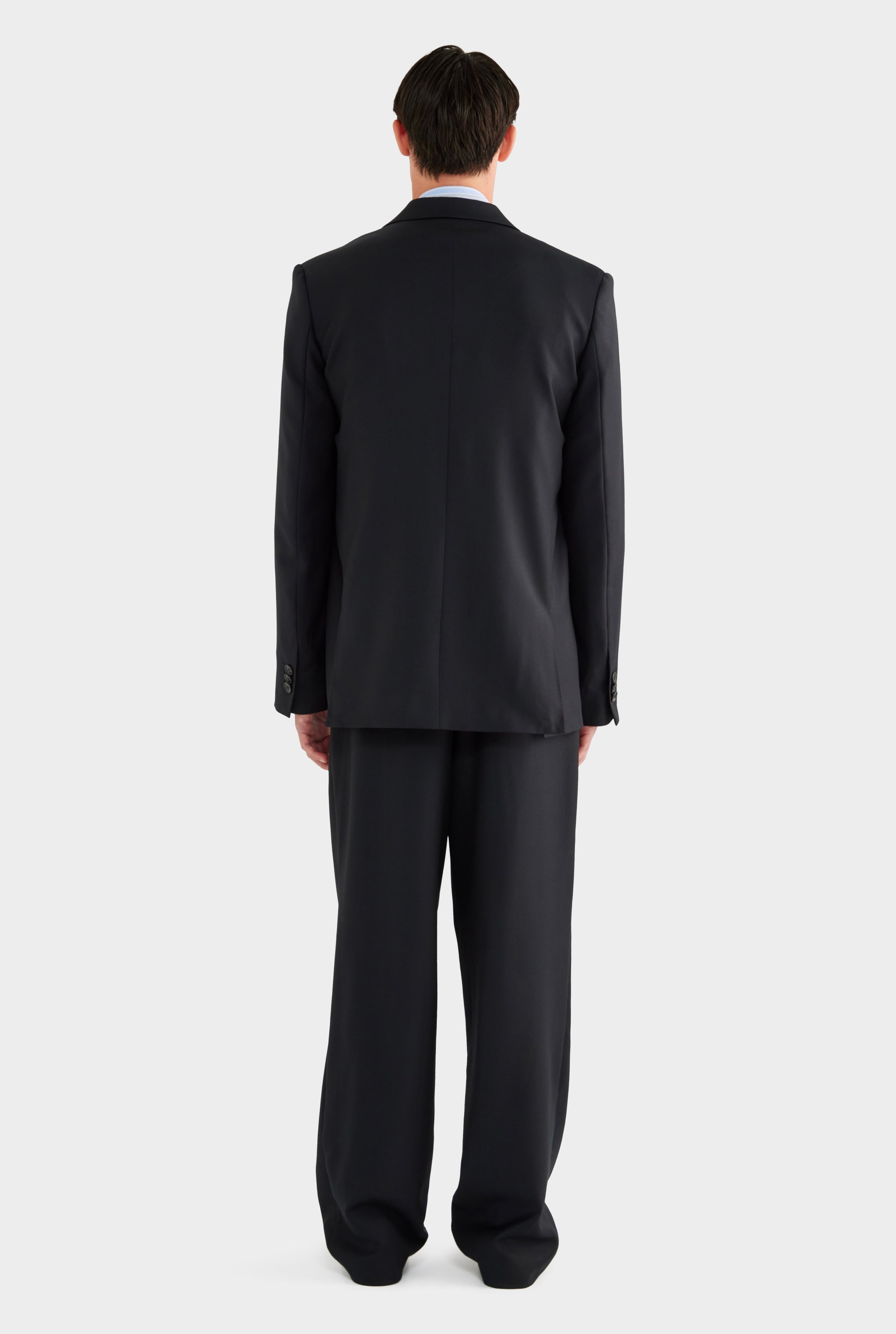 Tailored Wool Double Breasted Suit Jacket - Black - 100% Wool / Black / XS