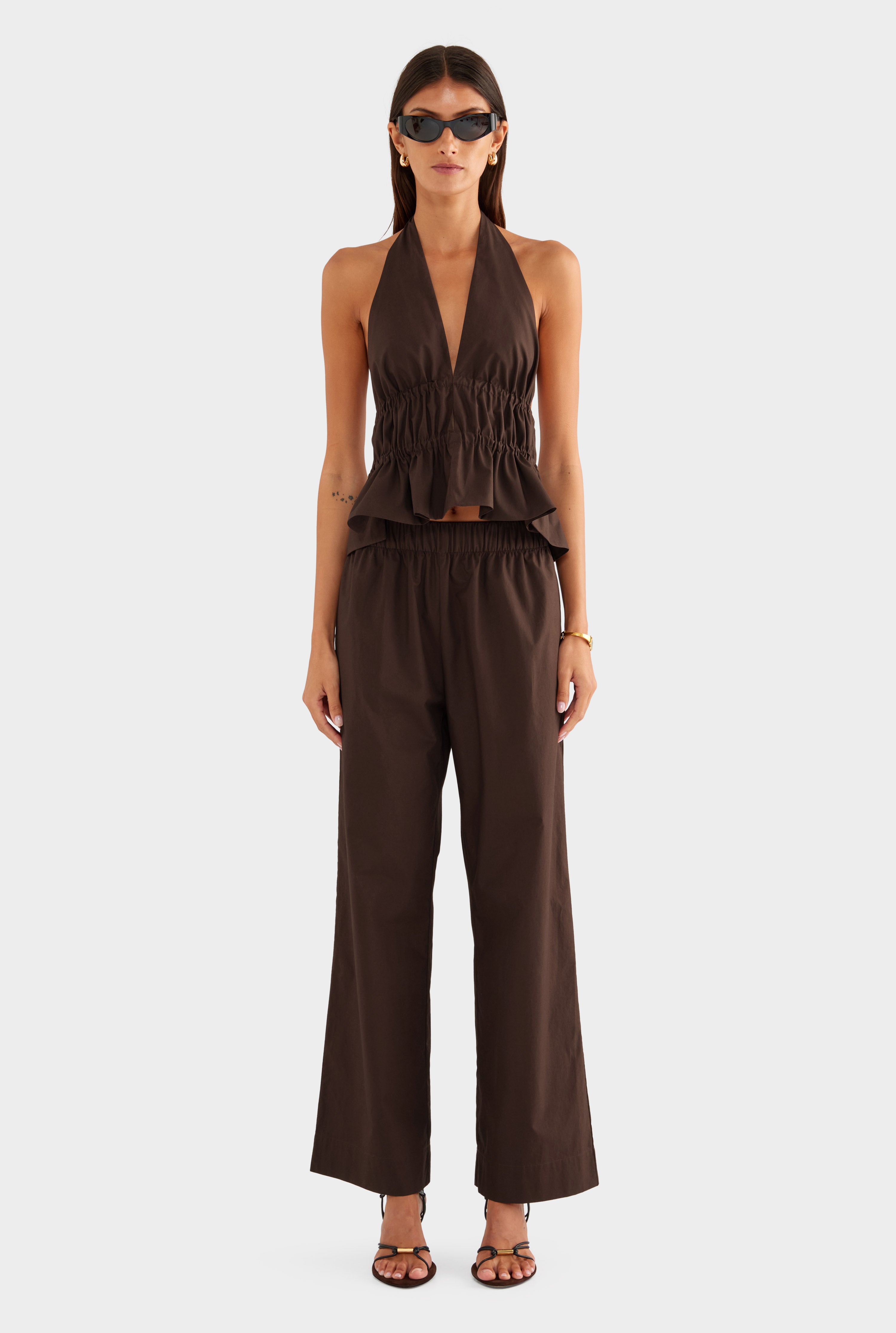 Heavy Cotton Poplin Pant - Dark Chocolate - XS